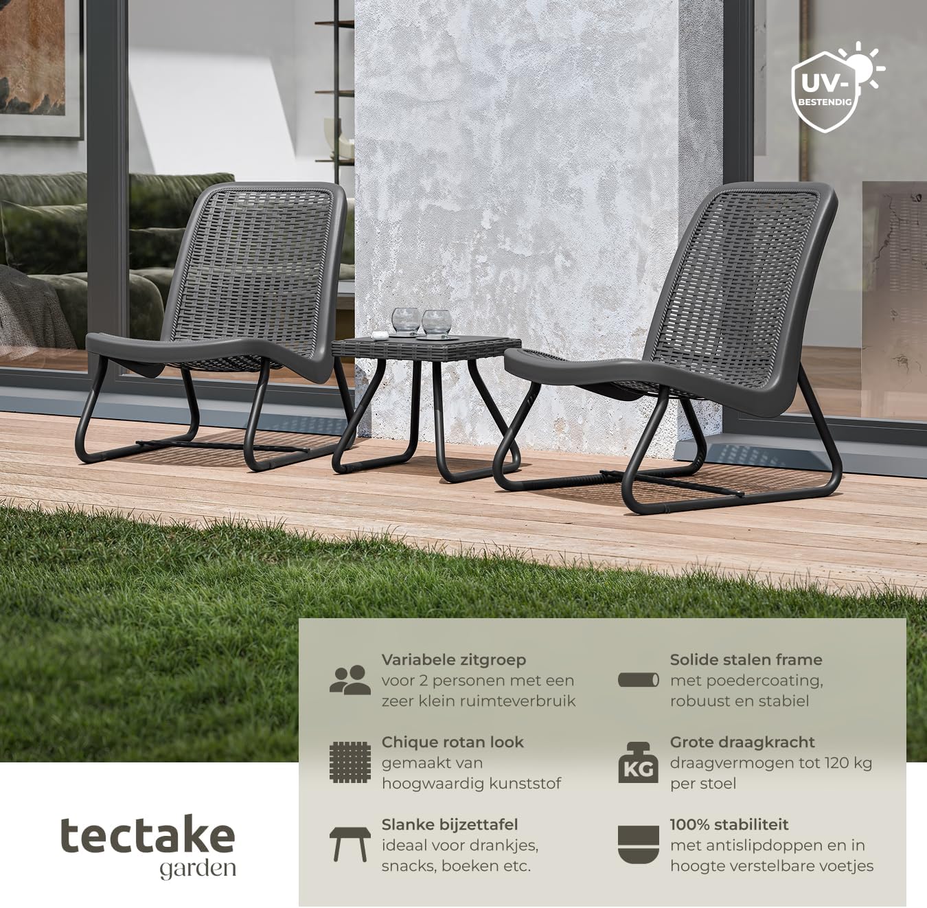 Detalle de tectake Modica 405023 tuinmeubelset voor 2 personen in rotanlook