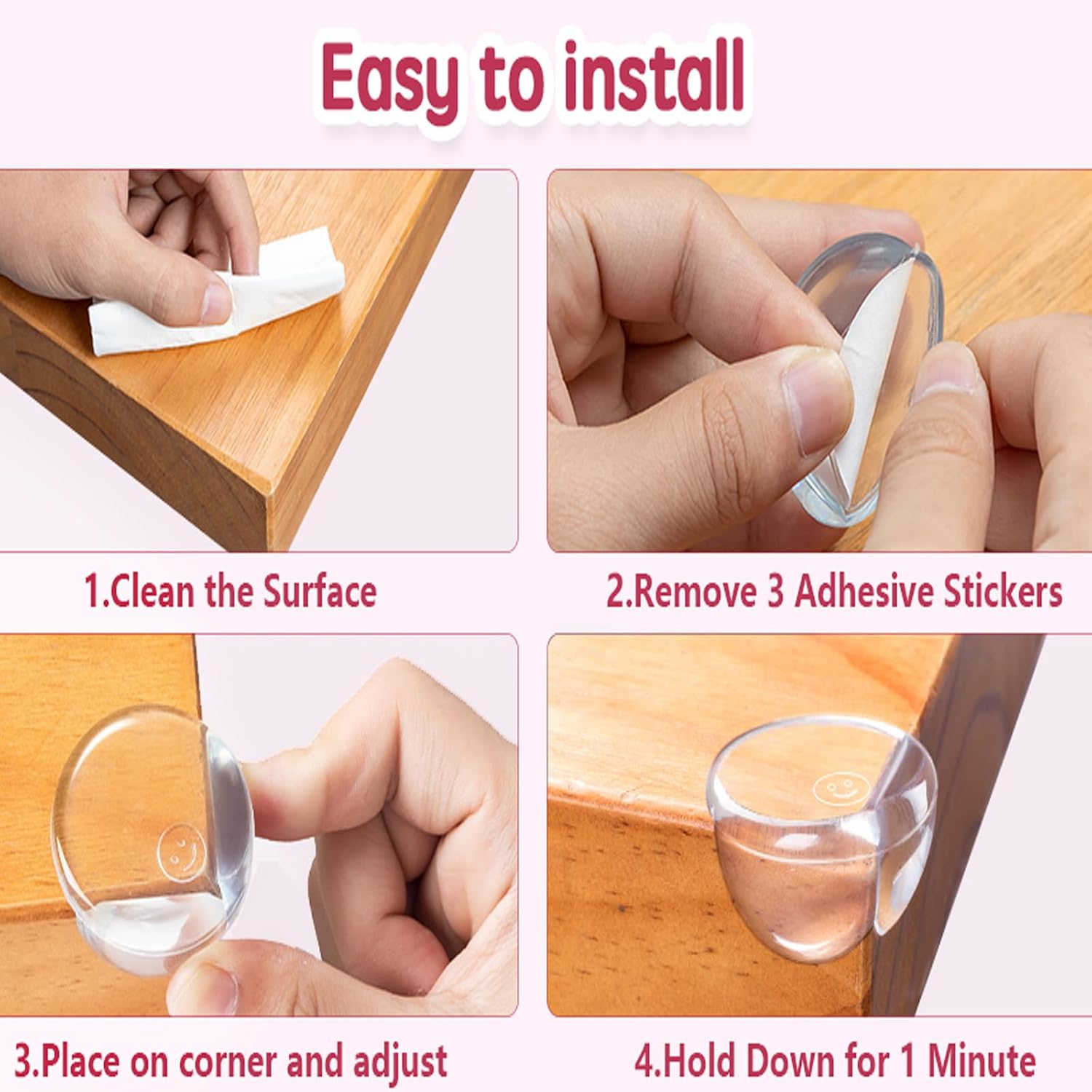 Detalle de AIXMEET Clear PVC Corner Protectors for Baby, 8-Pack Round Guards