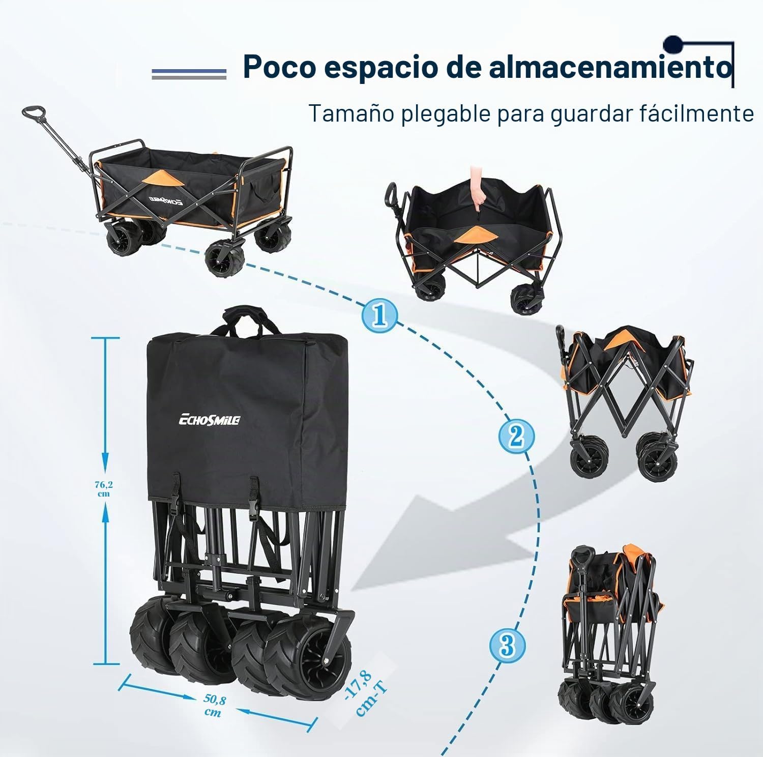 Thumbnail 2 de EchoSmile Carro Plegable 200L 160kg: movilidad práctica para playa, camping y compras