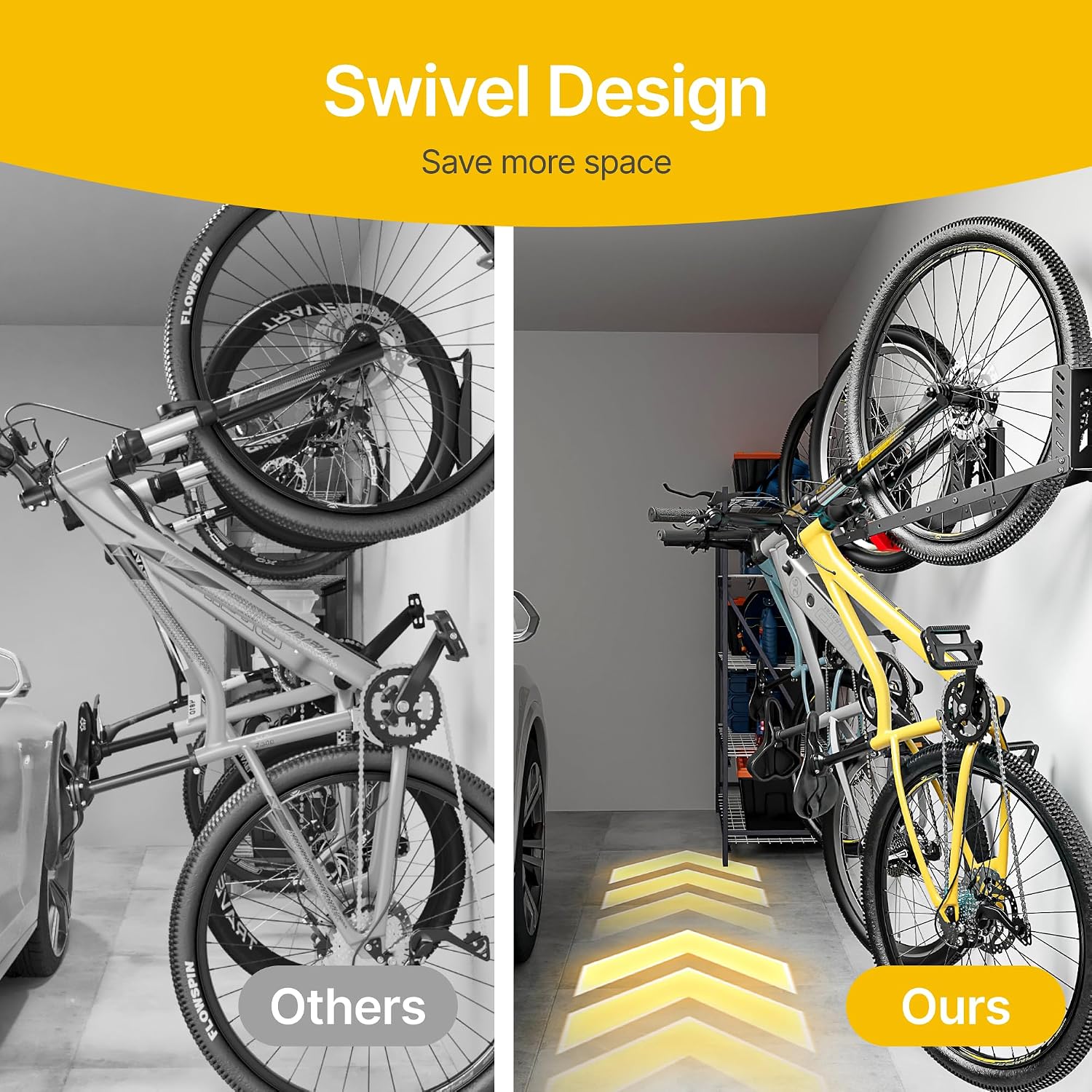 Detalle 2 de monTEK Bike Wall Mount & Swivel Wall Rack – Adjustable vertical bike storage (up to 35kg)