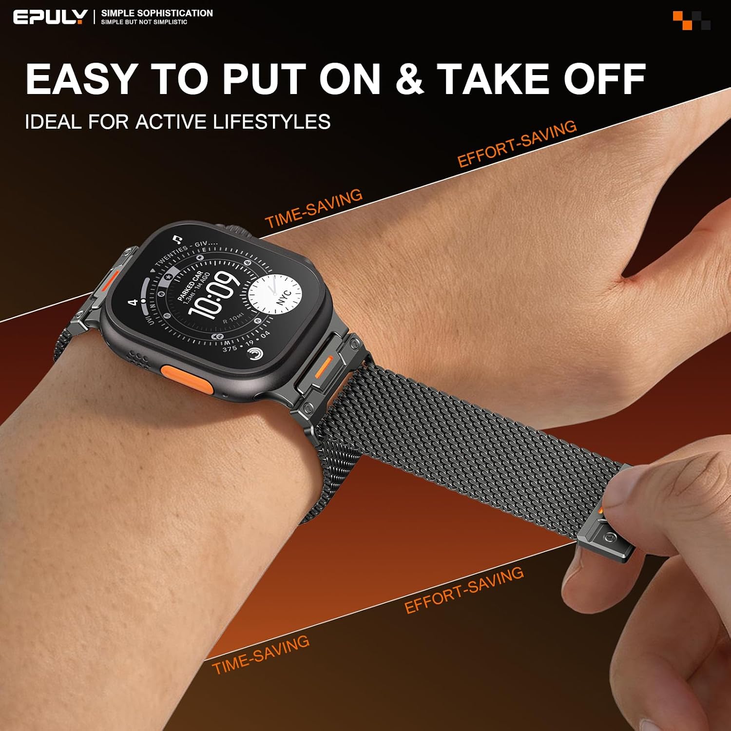 Thumbnail 3 de EPULY Metal Milanese Loop for Apple Watch Ultra & Varied Sizes – Magnetic Clasp, 24mm Wide