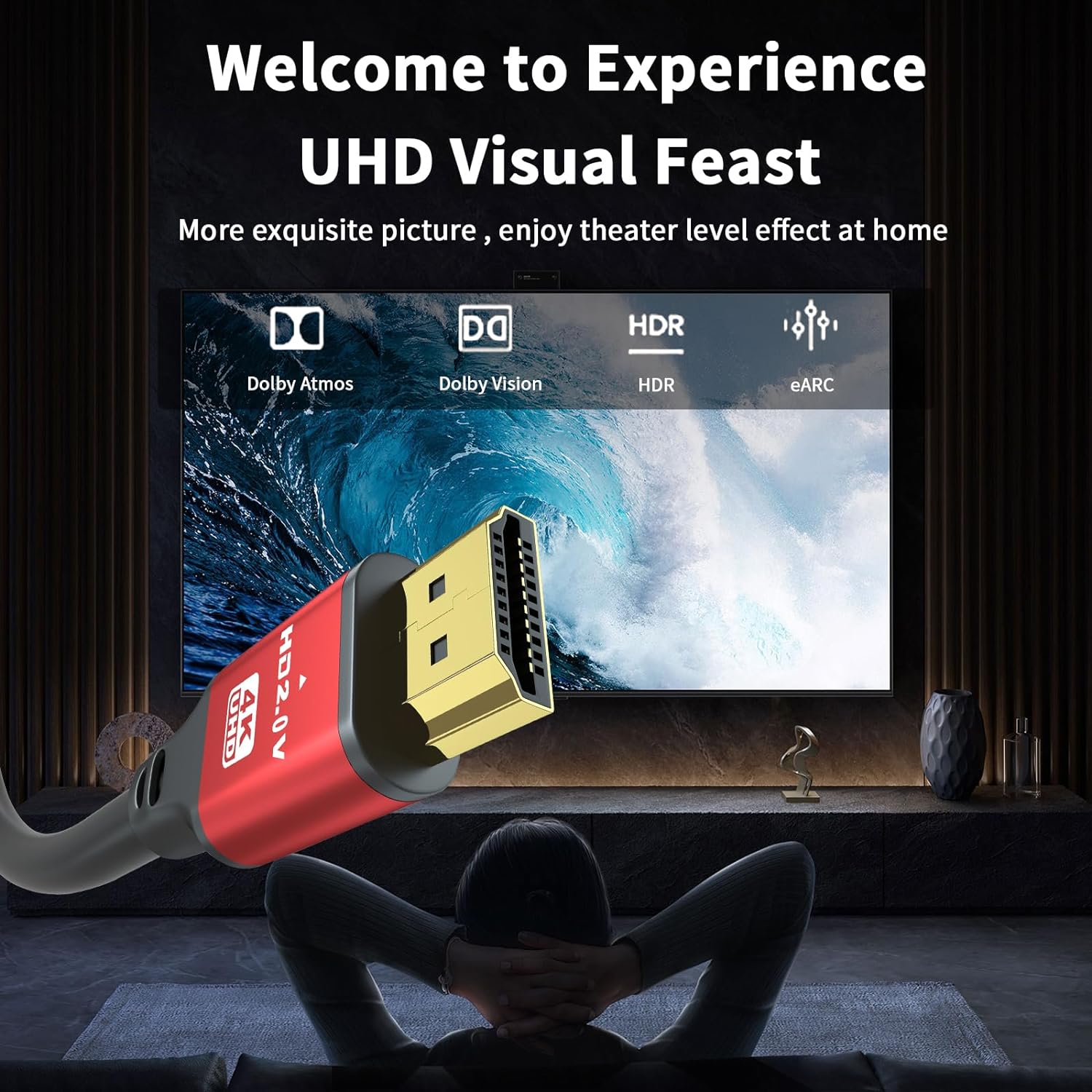Thumbnail 2 de jojobnj 4K HDMI Cable 10m – High Speed HDMI 2.0 (HDMI 2.0) for 4K@60Hz with ARC, Ethernet & HDR
