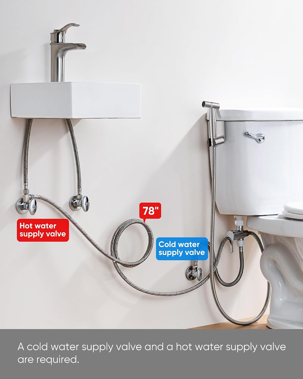 Detalle de Arofa HBS02CP-2 Hot and Cold Bidet Sprayer with Adjustable Water Flow