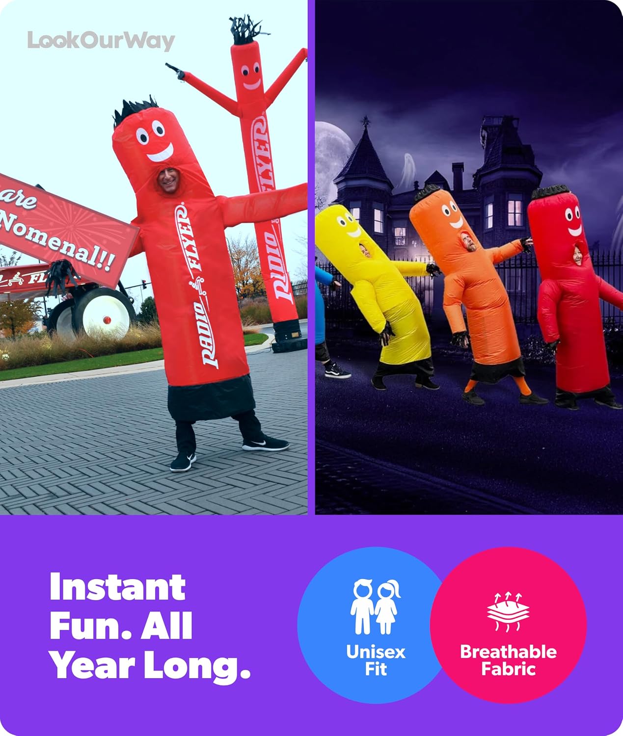 Detalle 1 de LookOurWay Air Dancers Inflatable Tube Man Costume with Built-In Blower