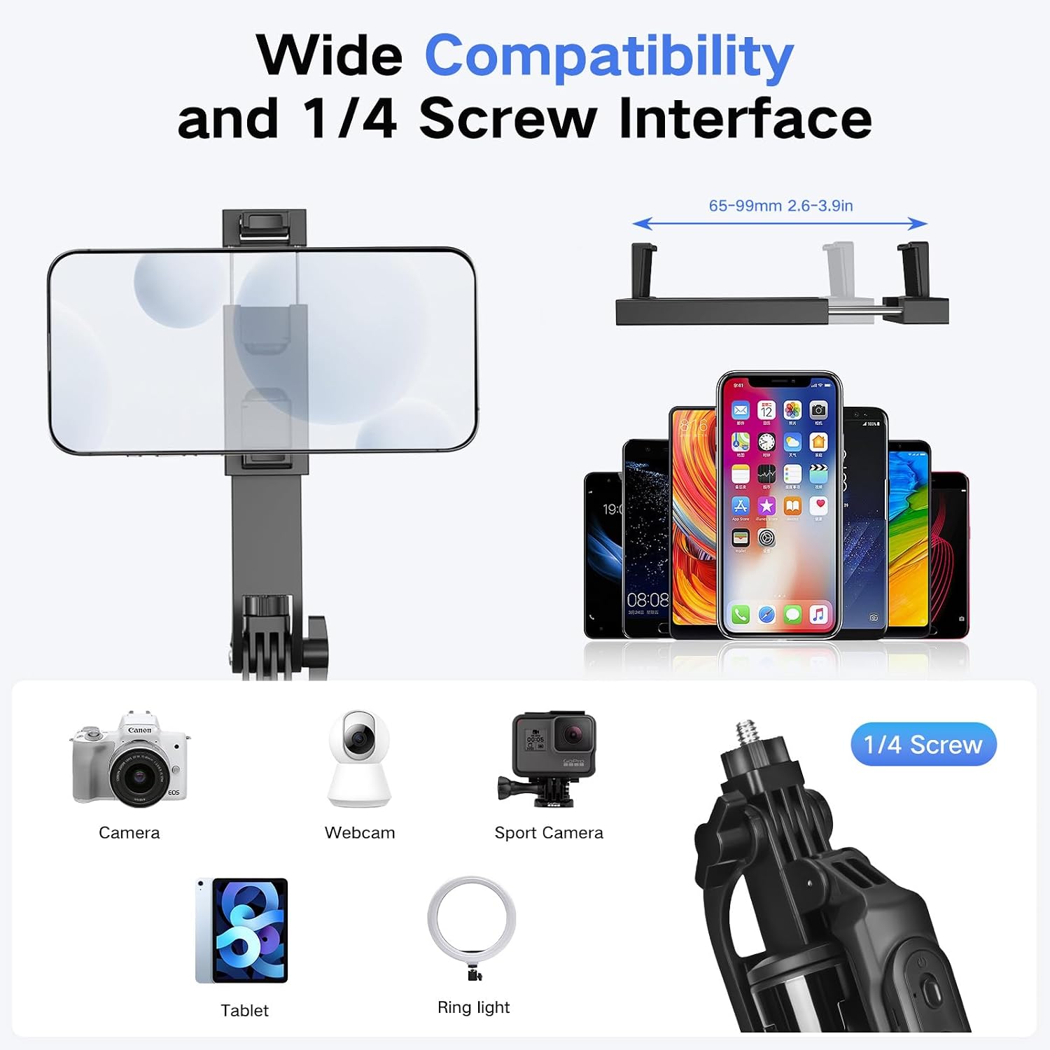 Thumbnail 6 de Handy Stativ Vlogging-Kit für iPhone/Android – 180 cm Selfie-Stick mit kabellosem Mikrofon, 2 Fill-Lights und Fernbedienung