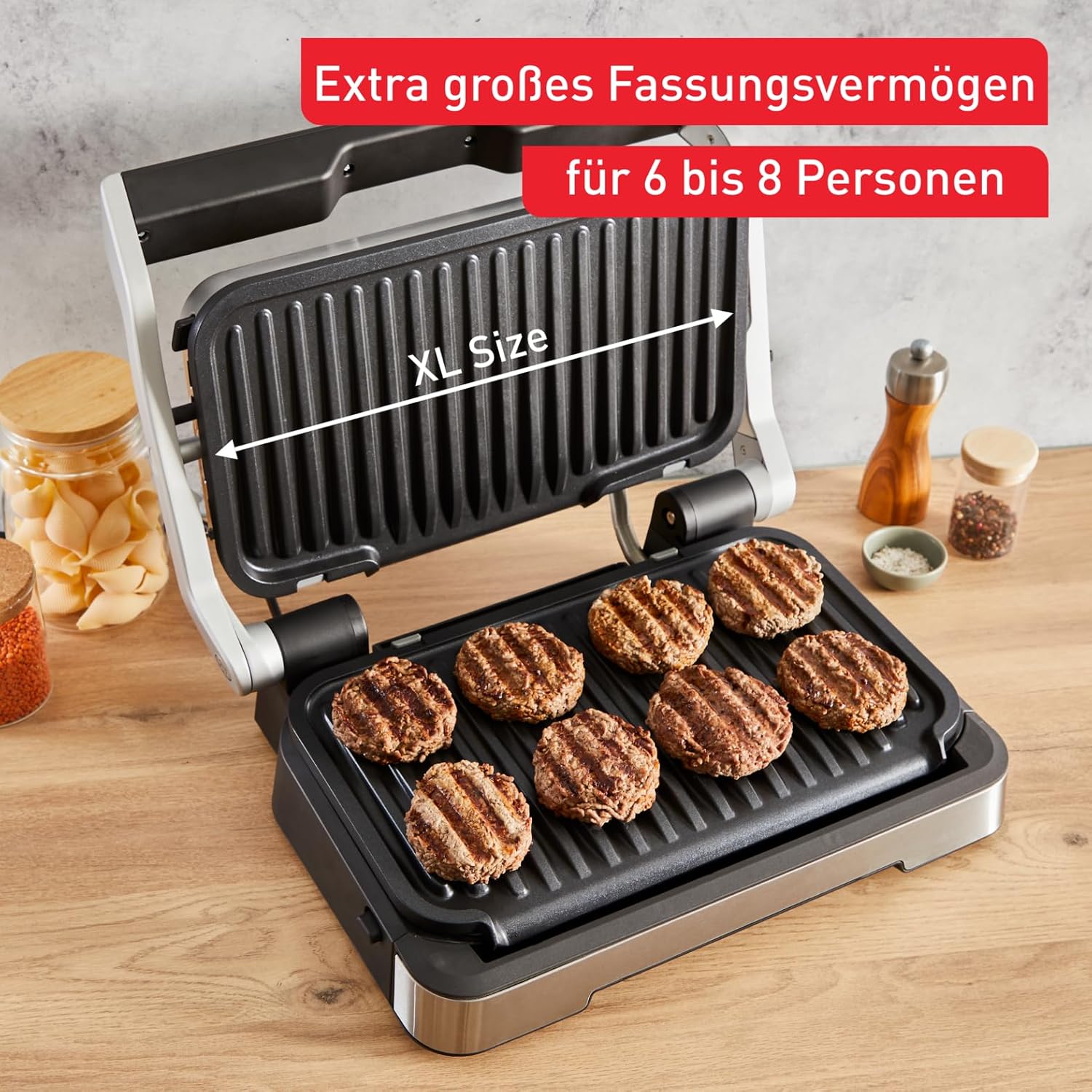 Detalle de Tefal OptiGrill 4in1 XL Kontaktgrill mit Backschale – vielseitig, automatisiert und für Tisch oder Ofen