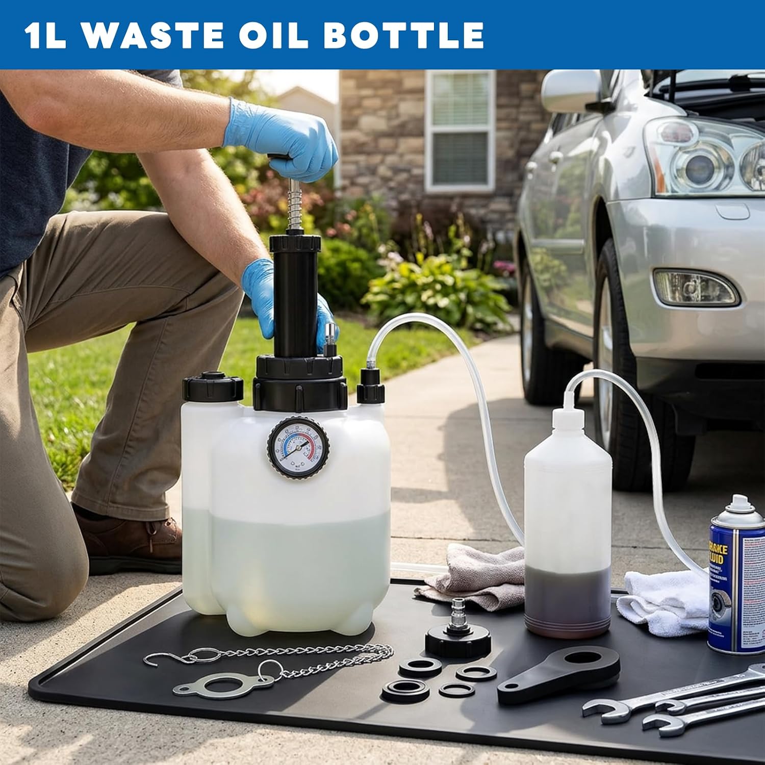Thumbnail 2 de Rivlox 3L + 1L Brake Bleeding Kit: Manual Fluid Pressure Bleeder for Most European Cars