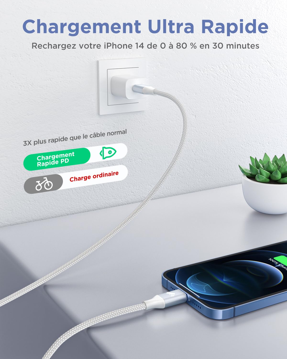 Thumbnail 1 de Aioneus Cable iPhone USB C 2M MFi Certifié