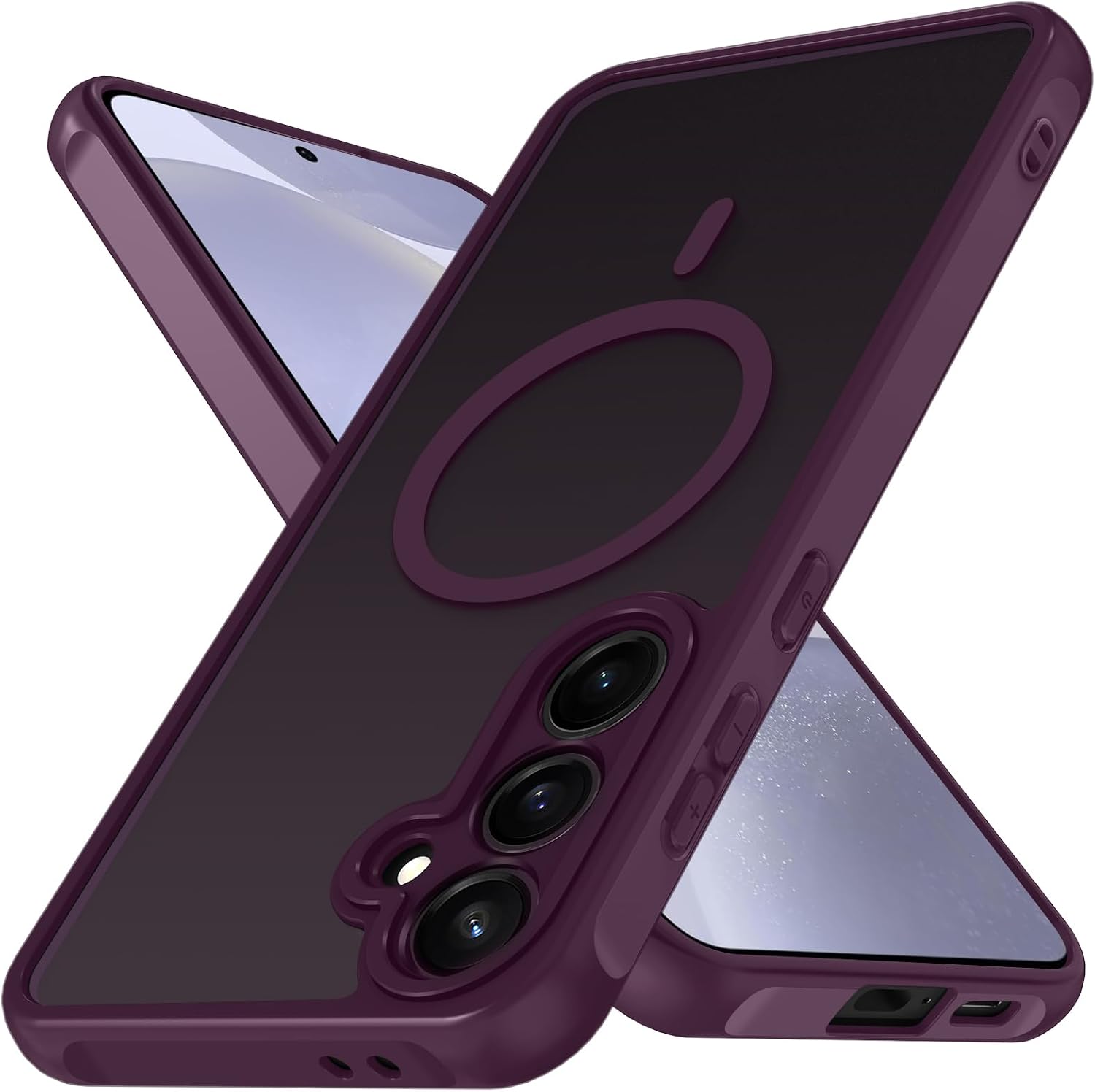 Detalle de ivoler 3-in-1 Magnetic Case for Samsung Galaxy S24 5G / S25 5G with 2 Pack Screen Protectors – Burgundy