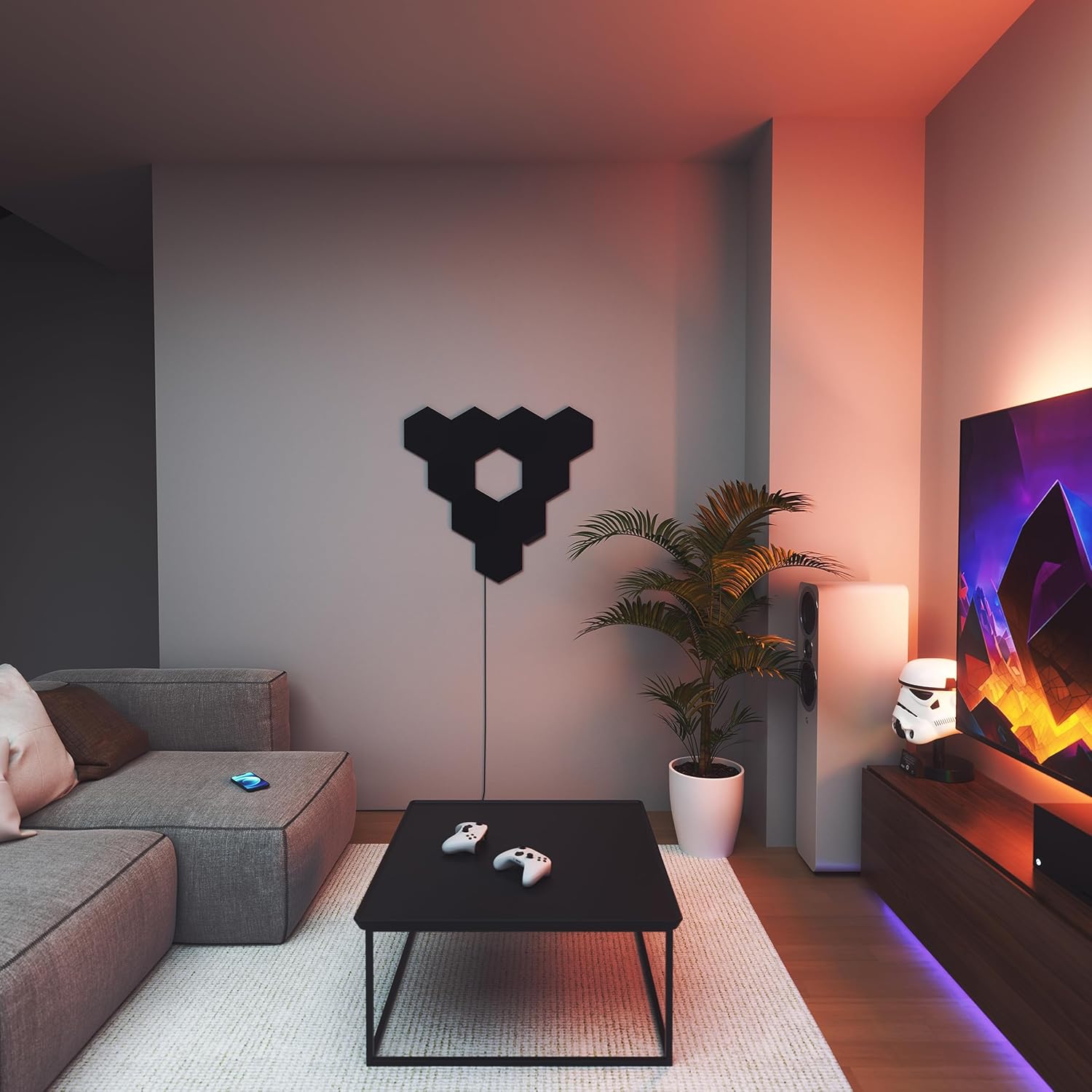 Detalle de Nanoleaf Shapes Ultra Black NL42-0101HX-3PK – sześciokątne panele LED RGBW