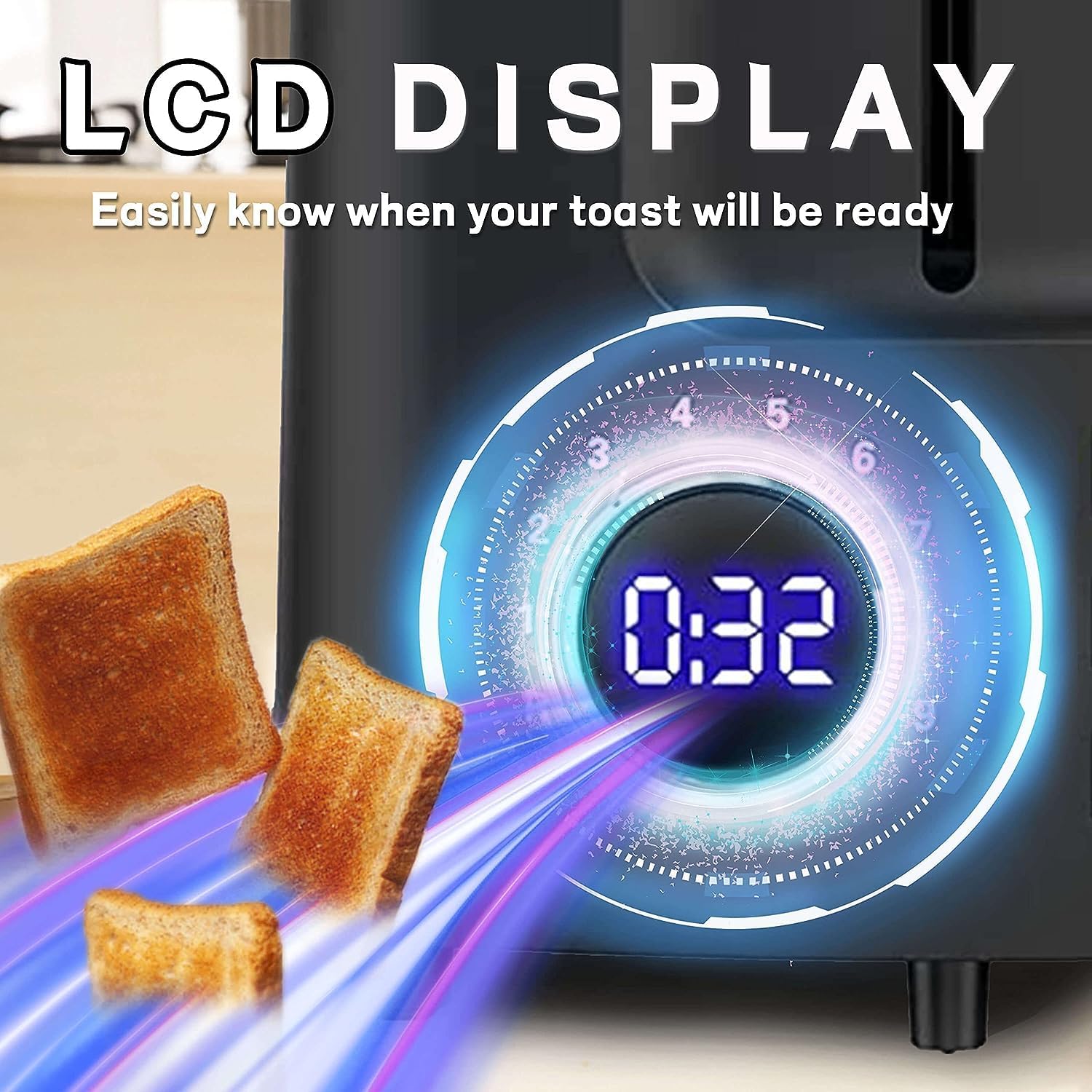 Thumbnail 1 de Toaster 2 Slice Wide Slot Toaster with LCD Timer 🍞