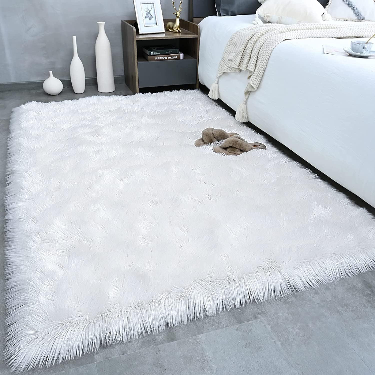 Thumbnail 3 de YIHAIC Faux Sheepskin Rug (White) – Fluffy faux fur area rug, 80 x 180cm