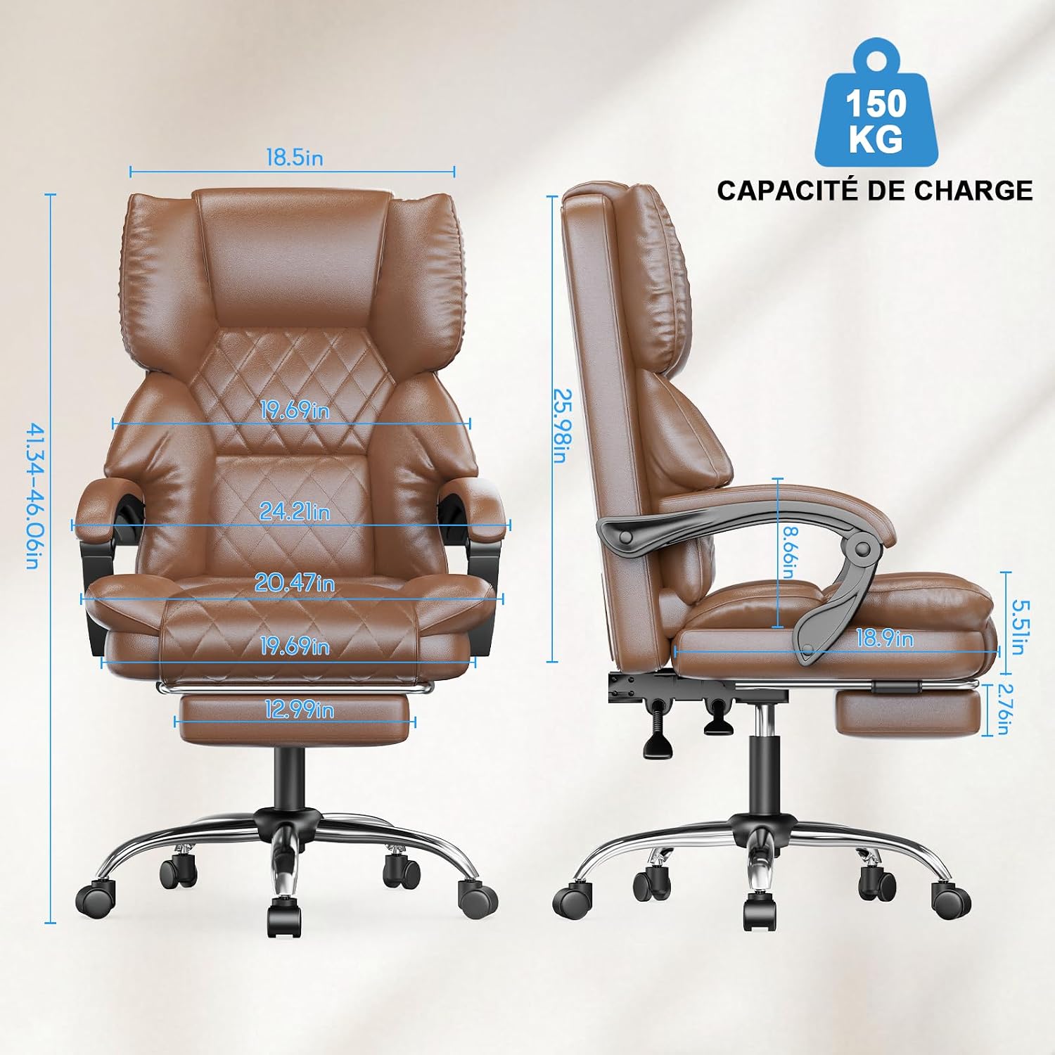 Detalle de naspaluro Chaise de Bureau Ergonomique 150 kg