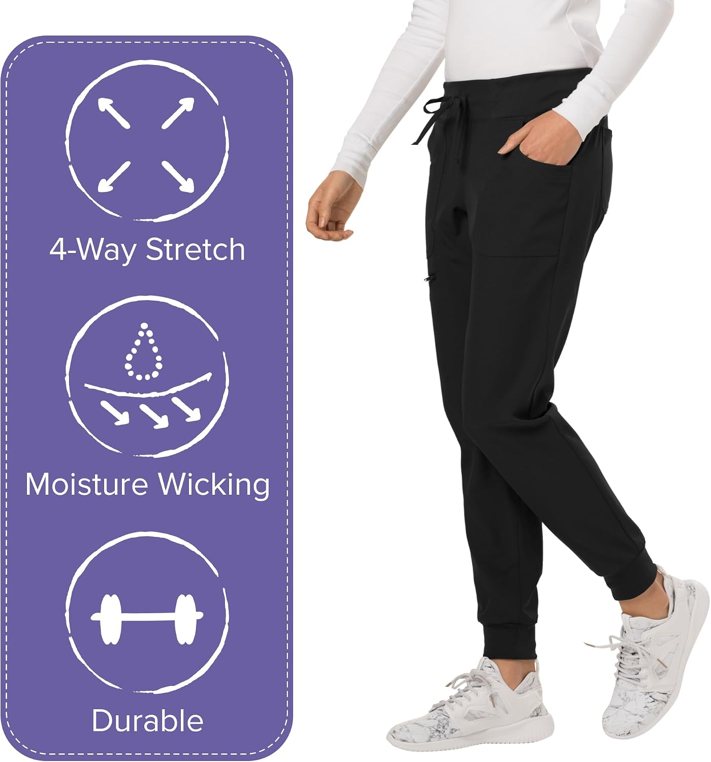 Thumbnail 3 de HeartSoul HS030 Women's Scrub Jogger Pants, 5 Pockets, Moisture-Wicking Fabric