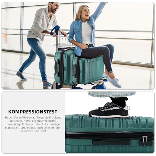 Detalle de BEIBYE Reisekoffer 2088 Hartschalenkoffer L, Dunkelgrün – 75+ Liter, 4 Zwillingrollen, erweiterbar