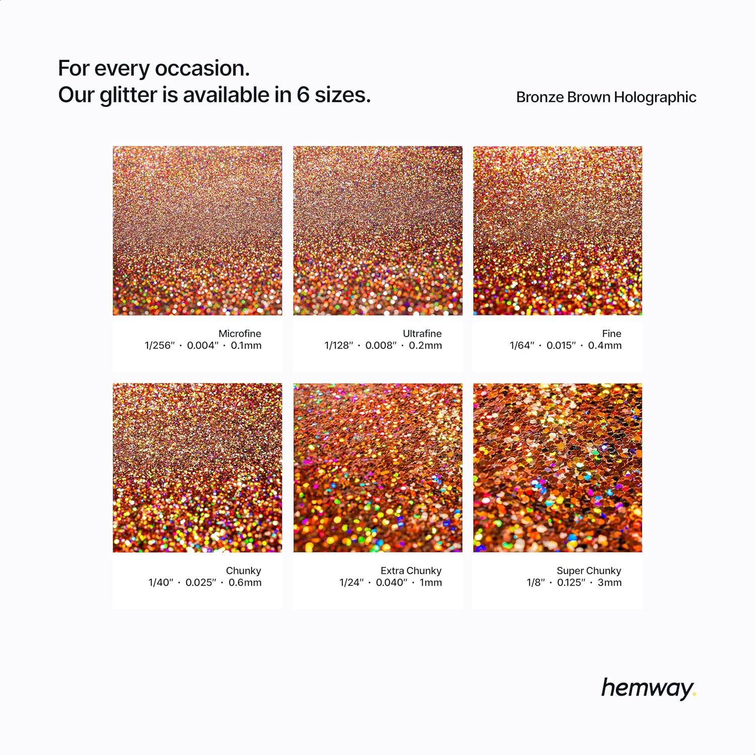 Thumbnail 2 de Hemway Ultra Sparkle Glitter – Bronze Brown Holographic (ultrafine, 100g) for crafts, makeup & nail art