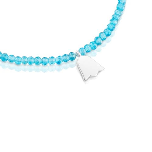 Thumbnail 2 de TOUS Pulsera Elástica Motivo Tulipán en Plata de Primera Ley con Bolas Facetadas de Apatito Neón (17 cm)