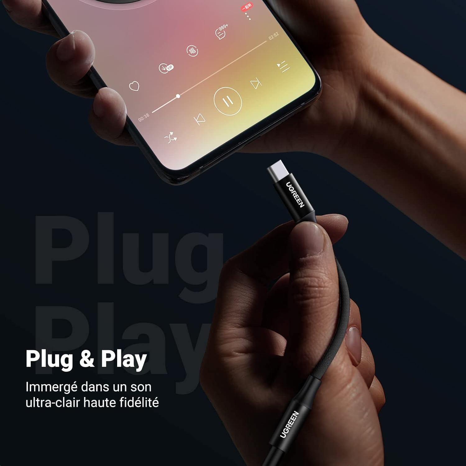 Thumbnail 6 de UGREEN Adaptateur USB-C vers Jack 3,5 mm TRRS avec DAC (4 pôles) – micro et contrôle compatibles