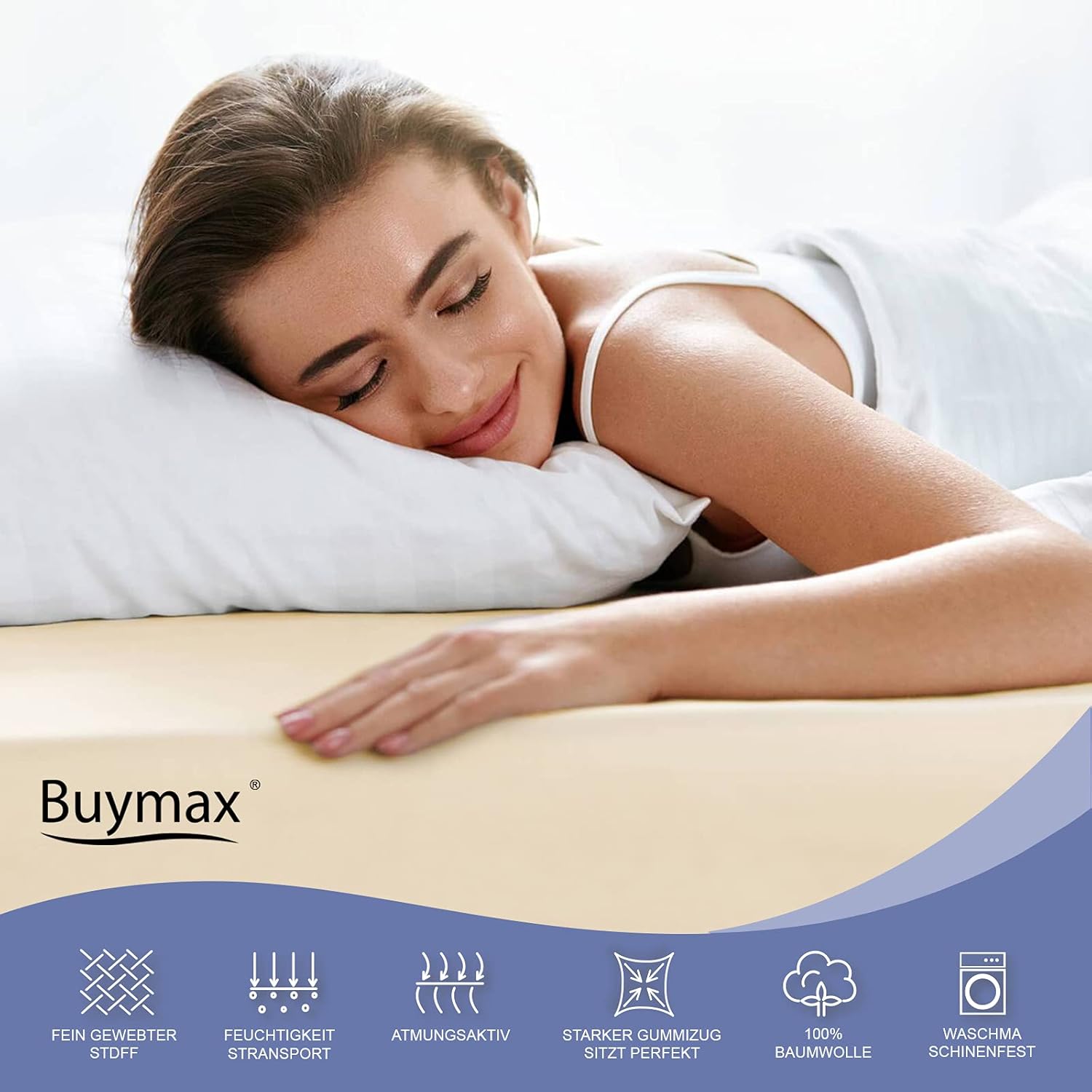 Thumbnail 5 de Buymax Spannbettlaken 90x200 cm aus 100% Baumwolle (Jersey) – Anthrazit-Grau, Matratzenhöhe bis 25 cm