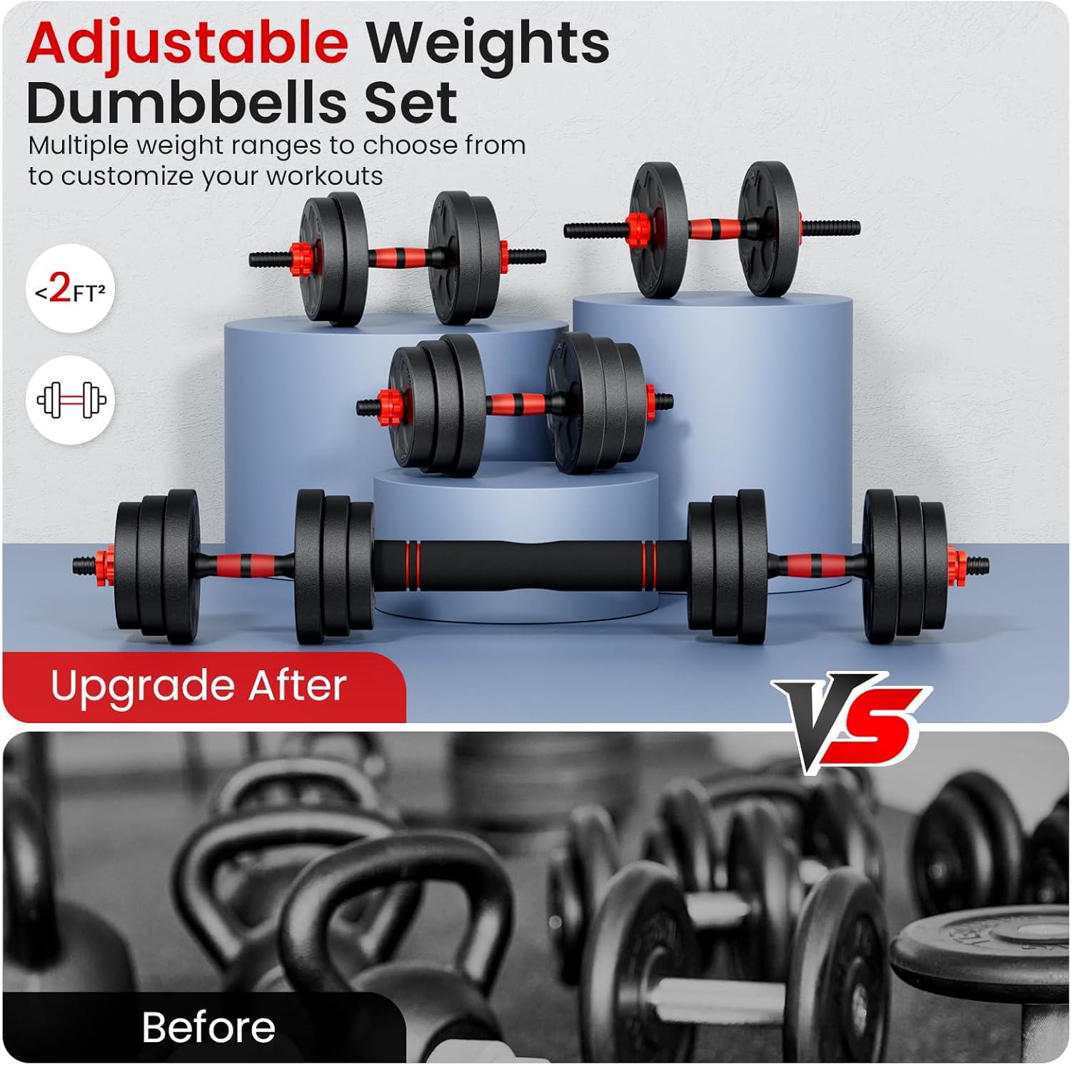 Thumbnail 6 de BDSHE Adjustable Dumbbell Set 90lbs