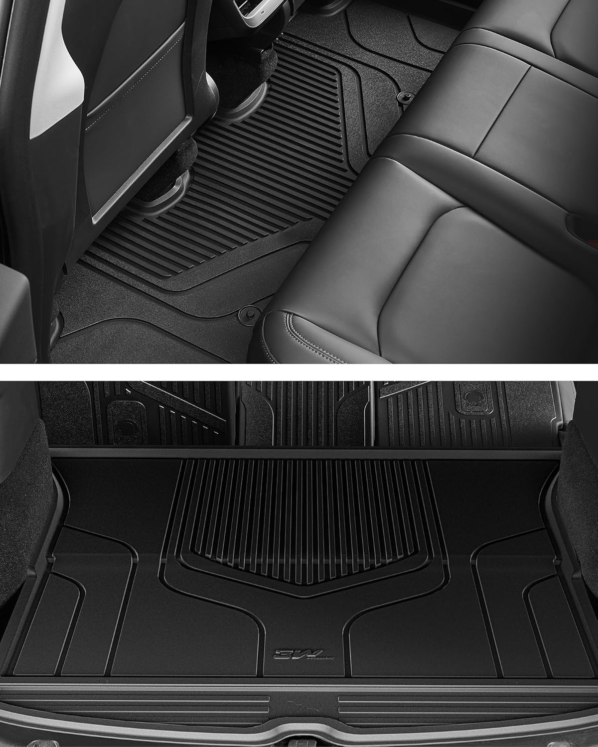 Detalle 2 de 3W Floor Mats & Boot Liner for Tesla Model Y (2021–2024) by Thorex — All Weather, Pet-Friendly, Easy-Clean