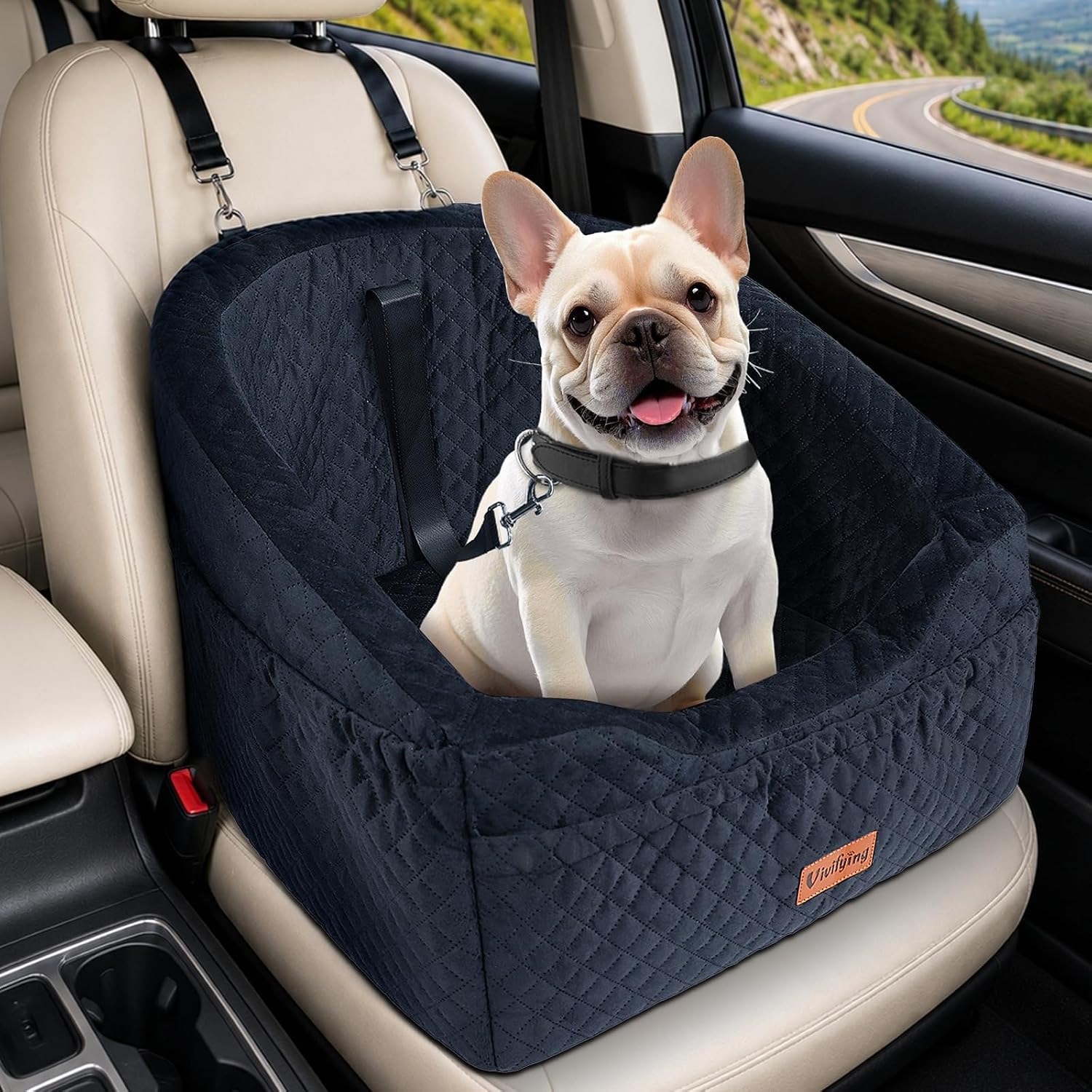 Detalle de Vivifying Hundeautositz 48×45×35 cm für kleine Hunde