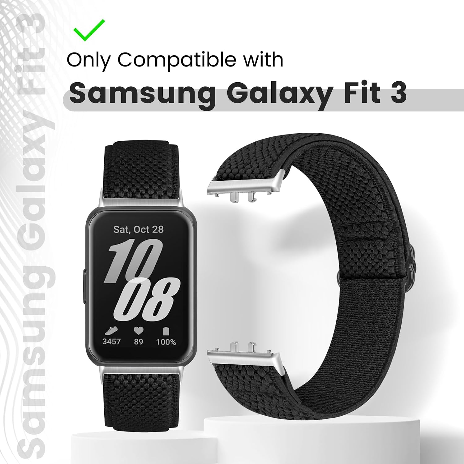 Detalle de Bcuckood Elastic Nylon Straps for Samsung Galaxy Fit 3 (2 Pack) – Adjustable Stretchy Replacement Straps