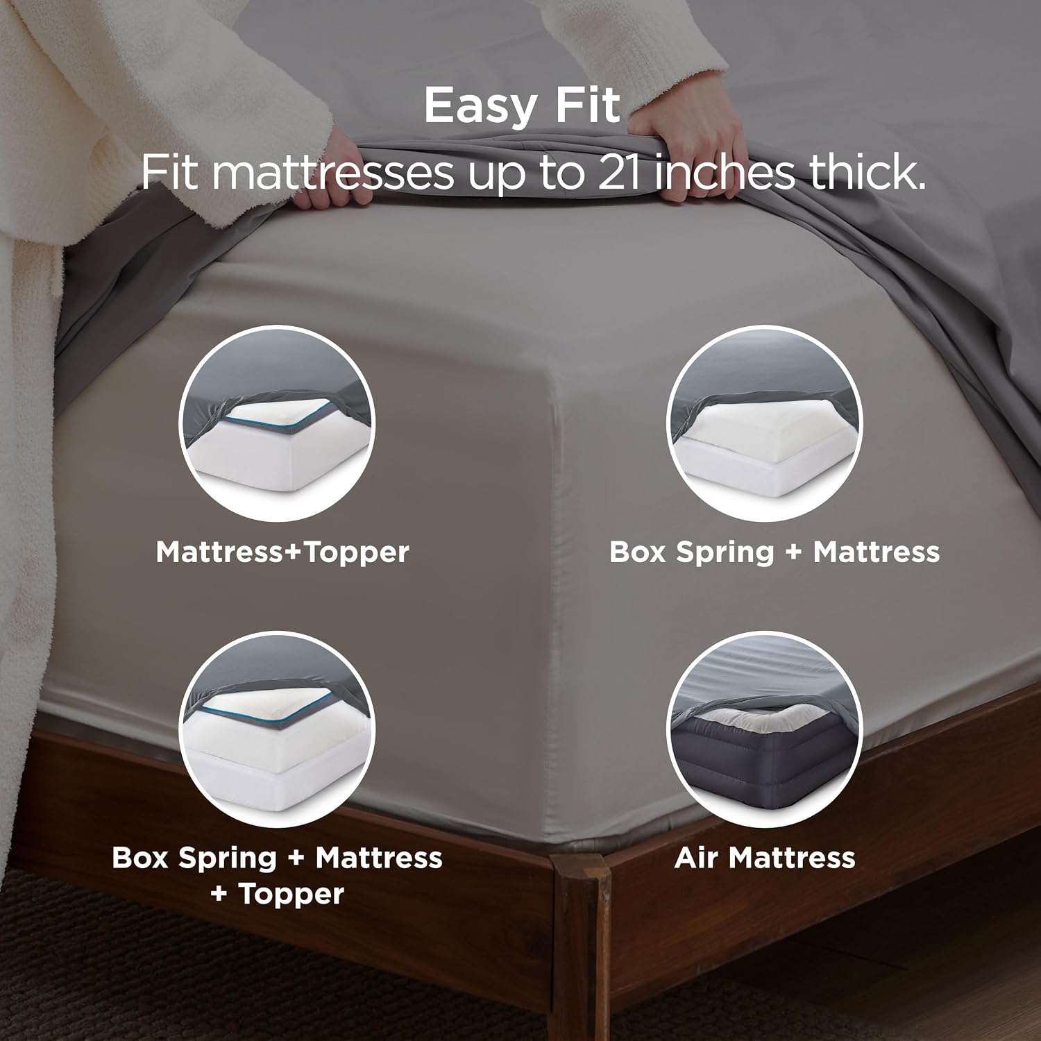 Detalle de Bedsure Fitted Sheet Queen