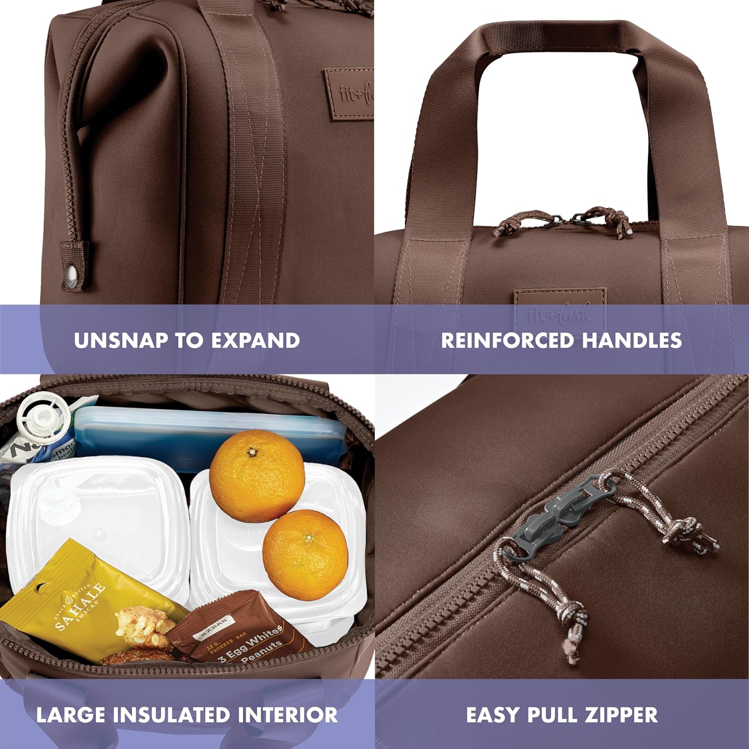 Thumbnail 4 de Fit & Fresh Remi Women’s Neoprene Lunch Bag (Chocolate) with Containers & Ice Pack