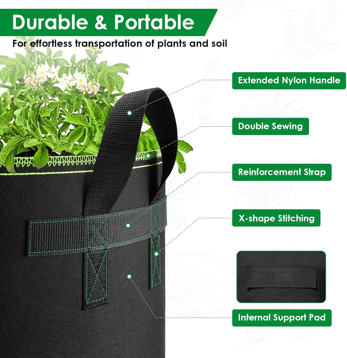 Thumbnail 2 de Vinitoy 15 Gallon Grow Bags 5 Pack ⌂ 60L