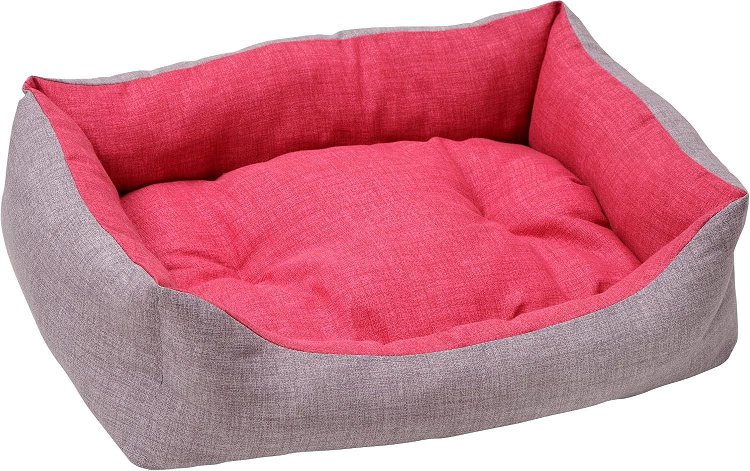 Detalle de Panier rectangulaire Home Lit pour Chien – 70x85 cm, Gris et Bordeaux, label Made in Italie