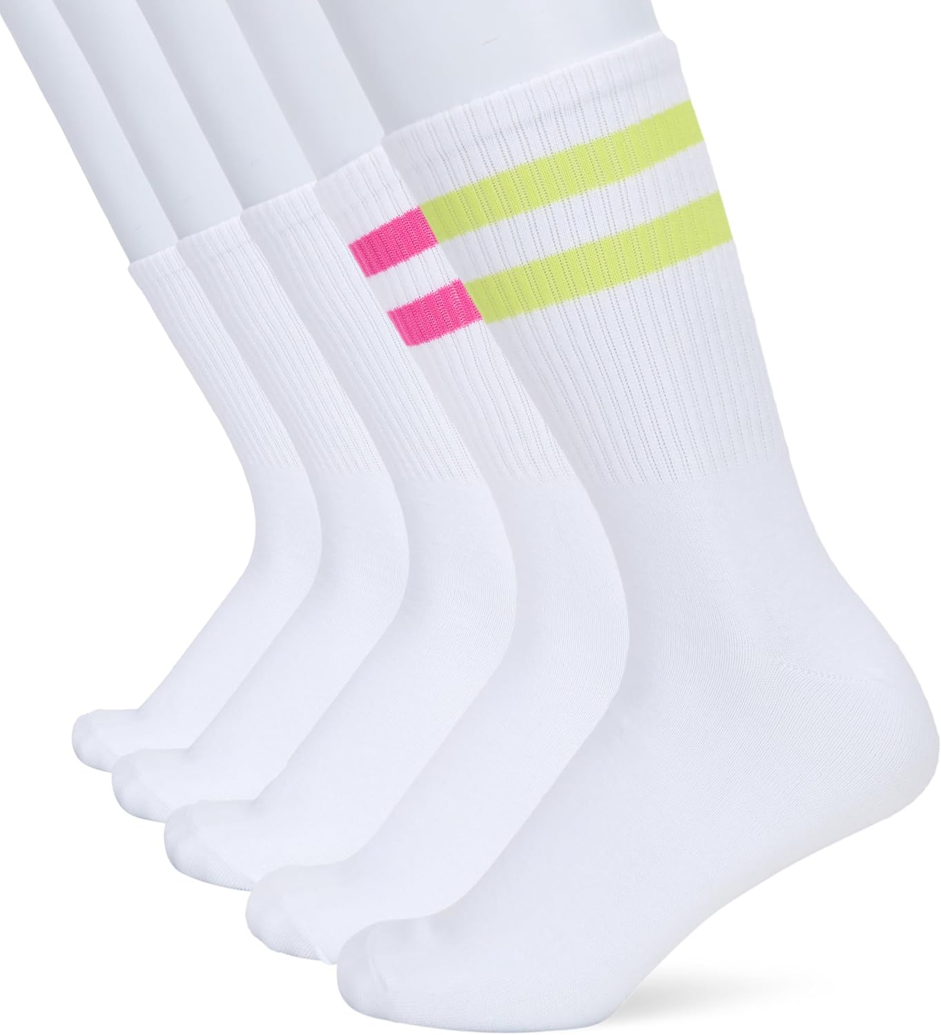 Detalle de JACK & JONES Jaccontra Lot de 5 Chaussettes de Tennis – Blanc, Taille Unique Homme