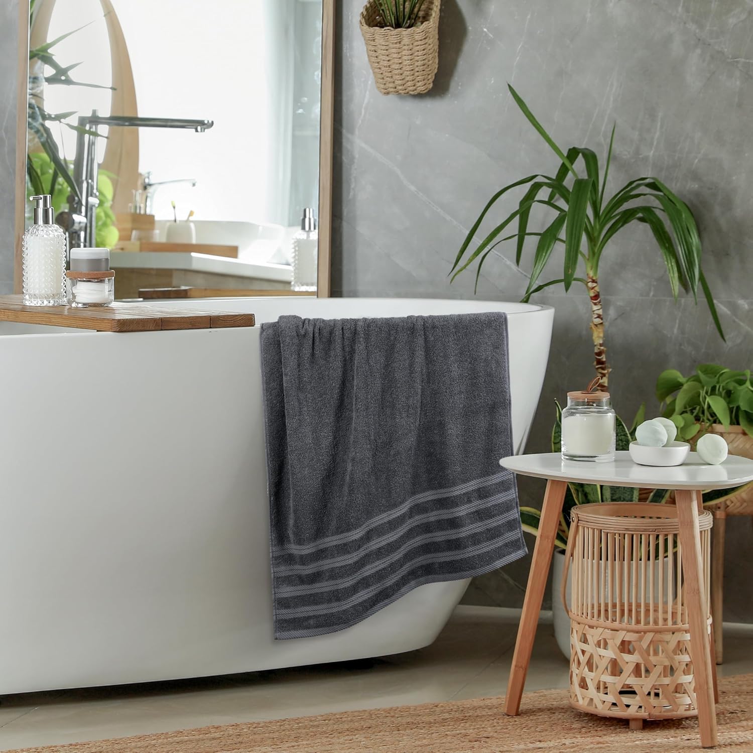 Detalle de Utopia Towels UT01197US XL Bath Towels, 30 x 60 in, 100% Cotton, Grey