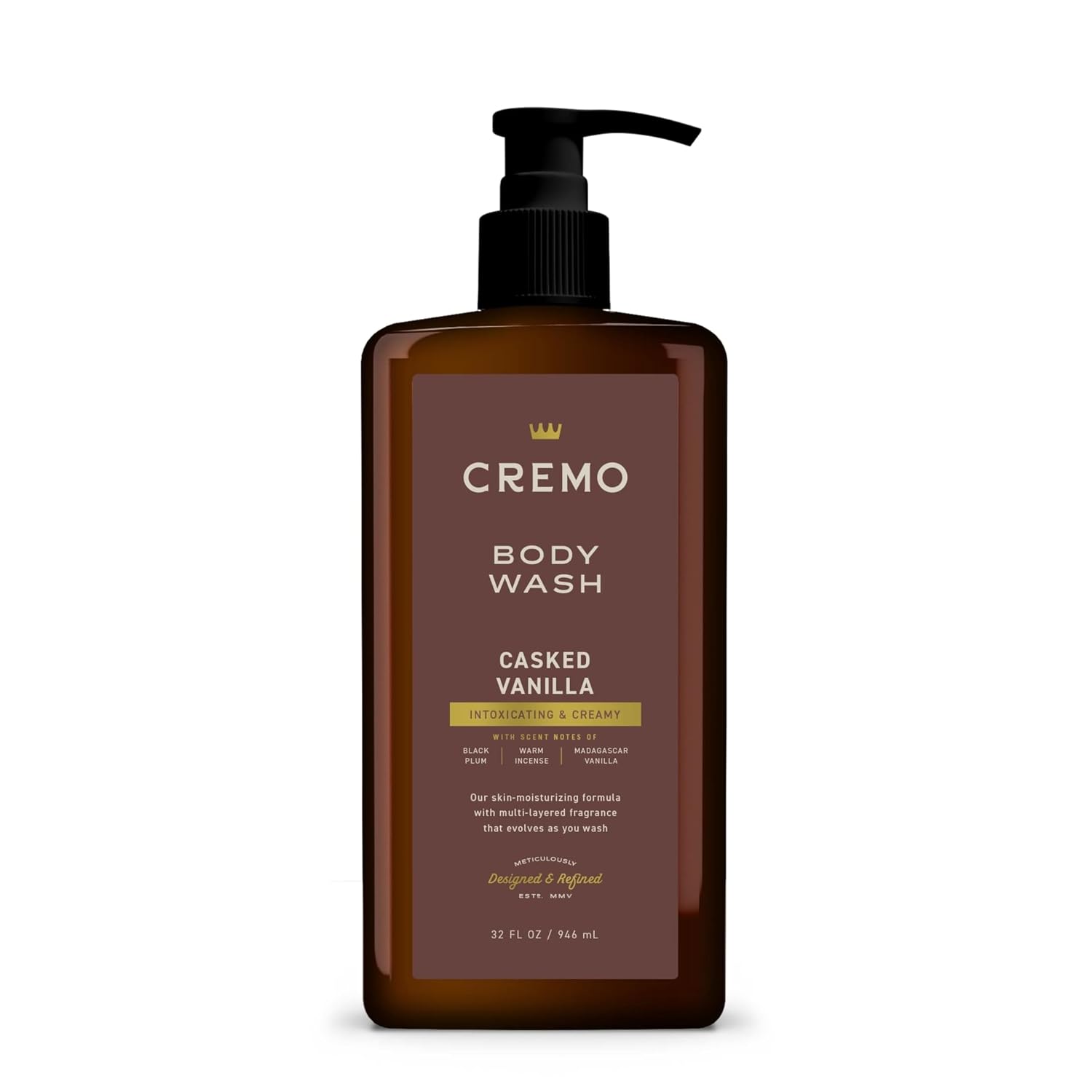 Detalle de Cremo Casked Vanilla Body Wash for Men, 32 Fl Oz, Rich Lather