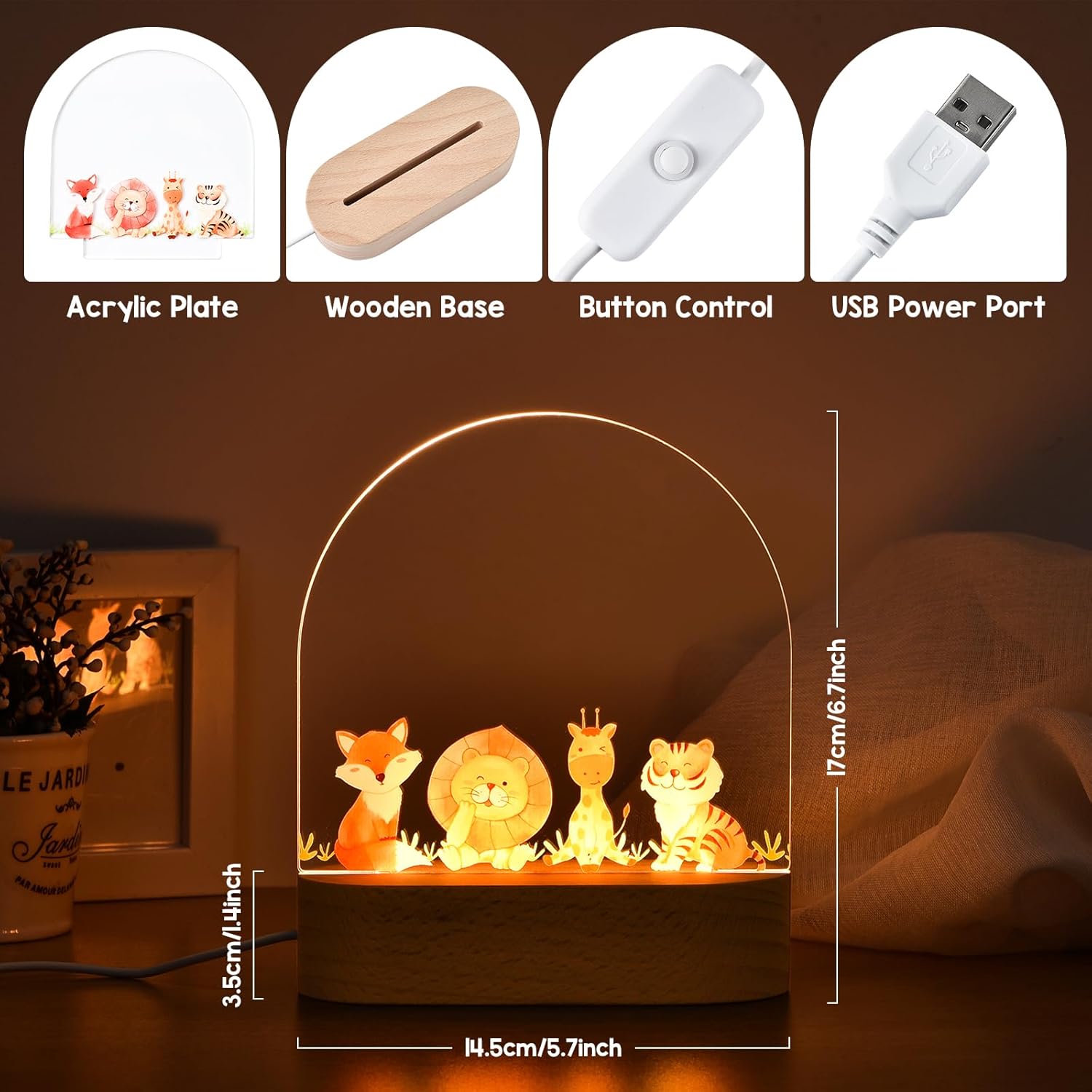 Detalle de OTraki Night Light Kids – Personalised LED Night Light for Children with DIY Erasable Panel