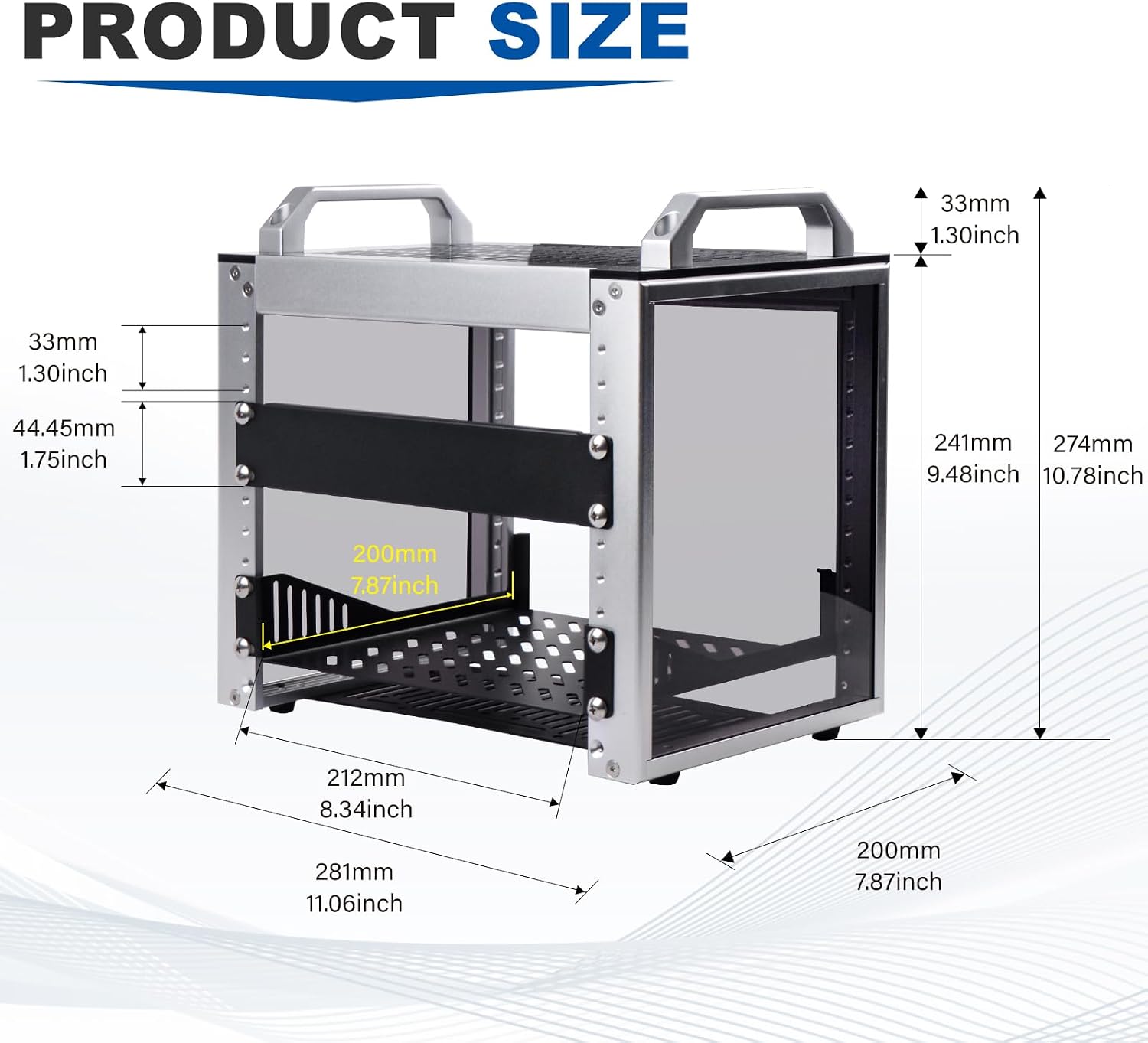 Detalle de DeskPi RackMate T0 4U 10-inch server rack