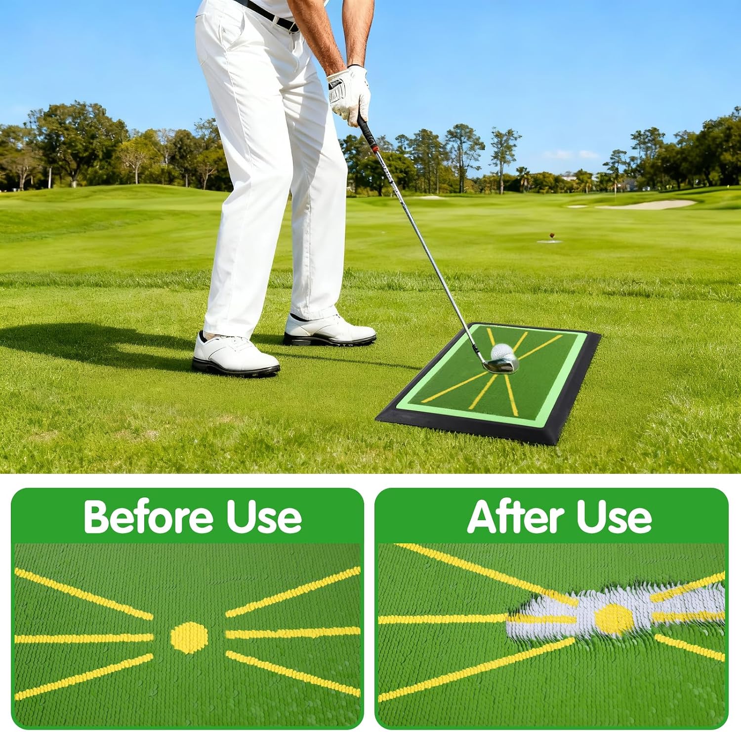 Detalle de MICHIHOMIE SO001-01 golftrainingsmat met swingfeedback en antisliprubberen basis