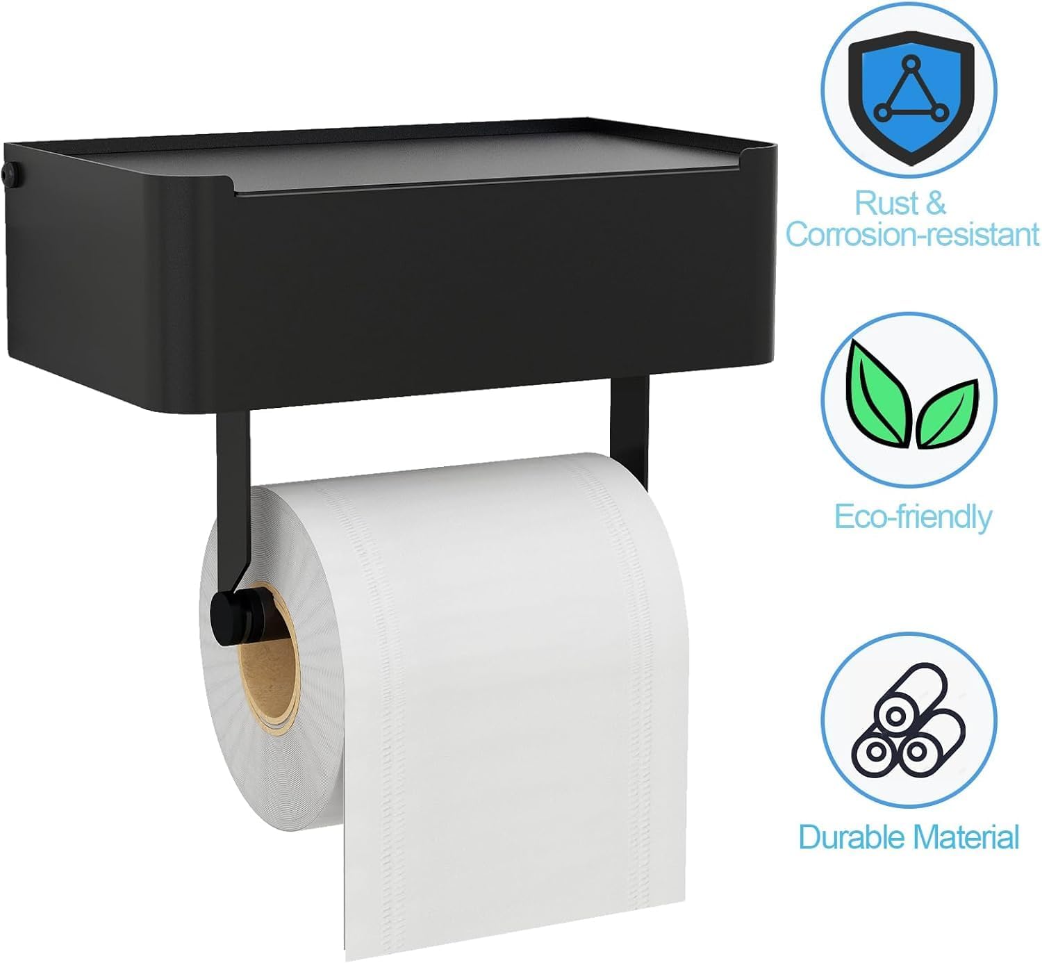 Detalle 2 de Gypie Toilettenpapierhalter 3-in-1 Edelstahl Schwarz