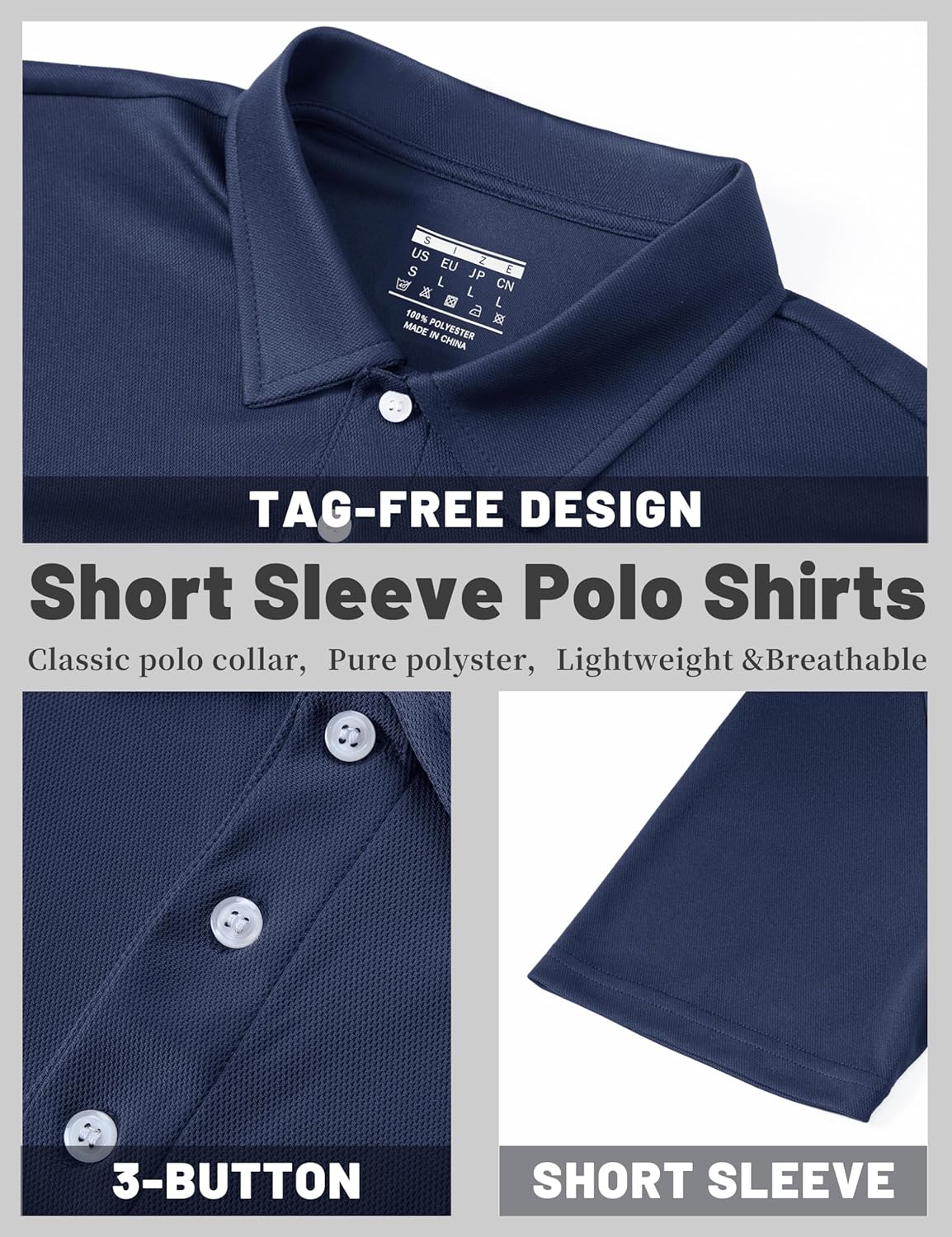 Thumbnail 4 de TACVASEN men’s short-sleeve polo shirts with quick-dry, breathable micro mesh