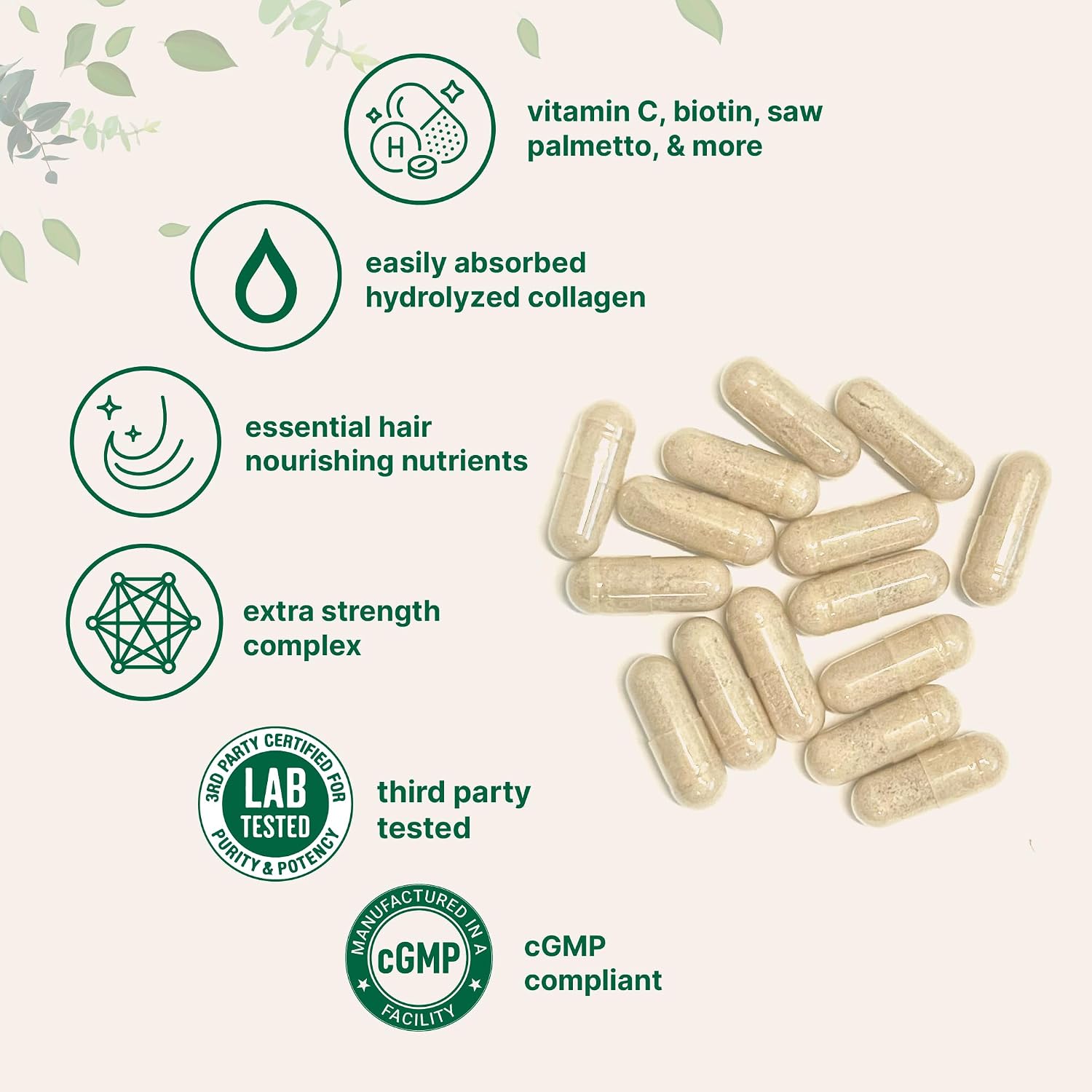Detalle de Micro Ingredients Hair Supplement 120 Capsules