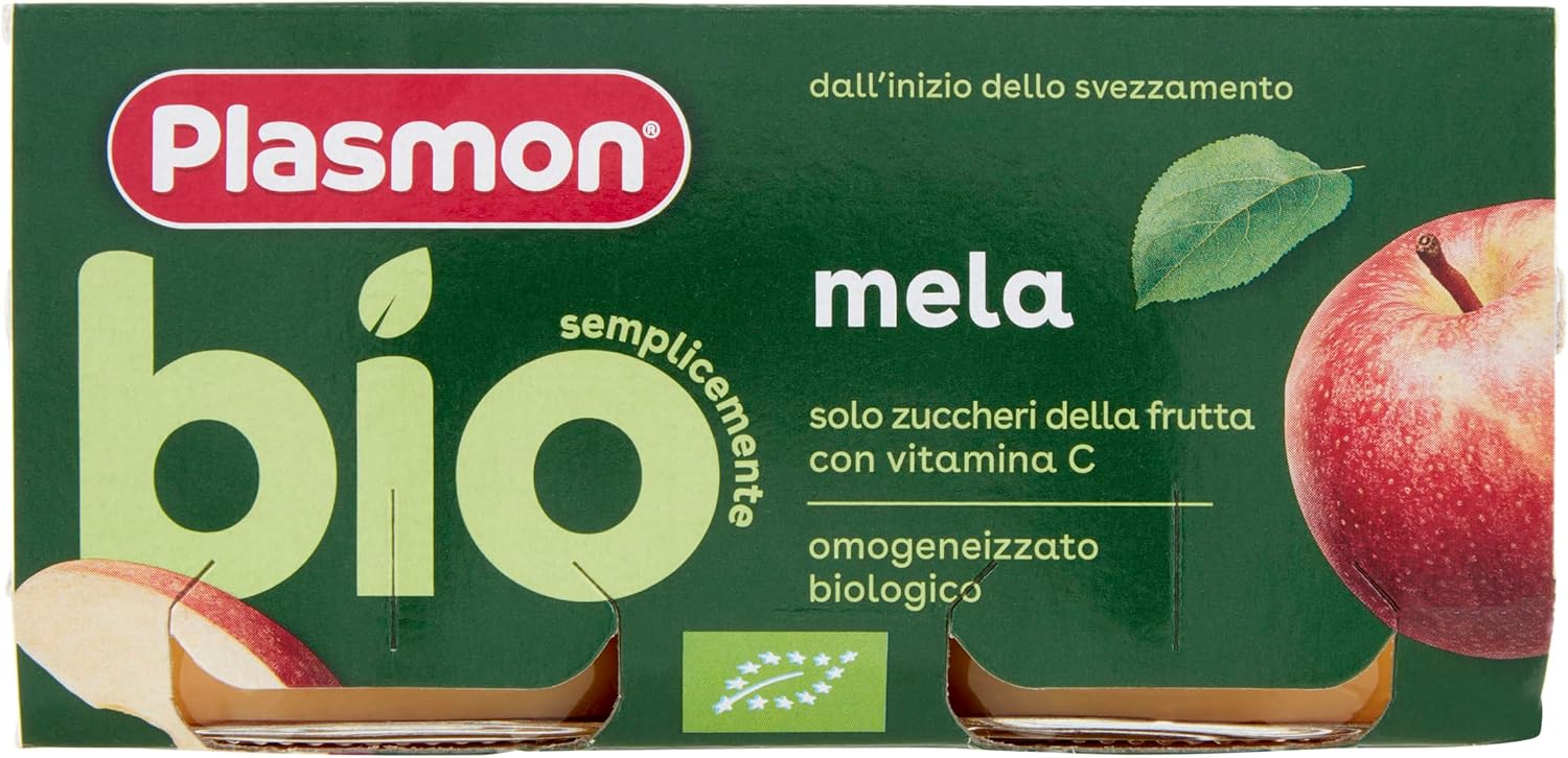 Detalle 2 de Plasmon BIO Omogeneizzato Mela 2X80g – 12 confezioni biologiche per lo svezzamento
