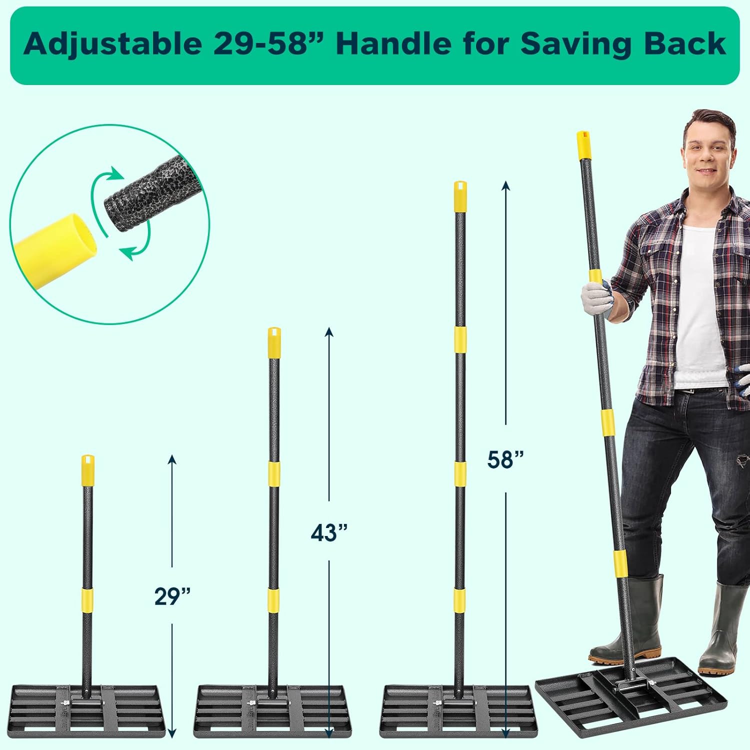 Thumbnail 3 de Lawn Levelling Rake – 43 x 25 cm lawn leveler with 109–157 cm ergonomic handle