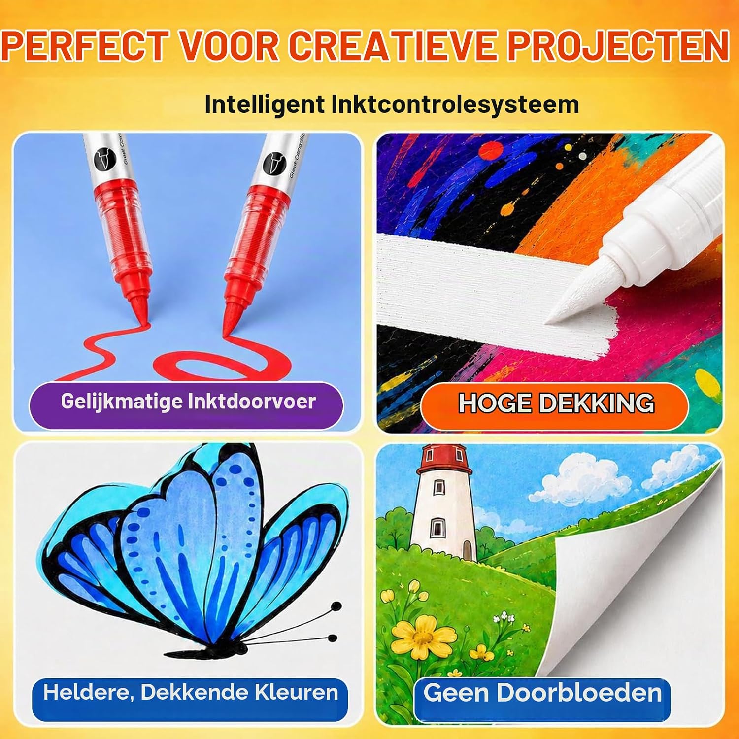 Thumbnail 6 de Vozuna 120 kleuren acrylmarkers met flexibele penseelpunt van 1–5 mm