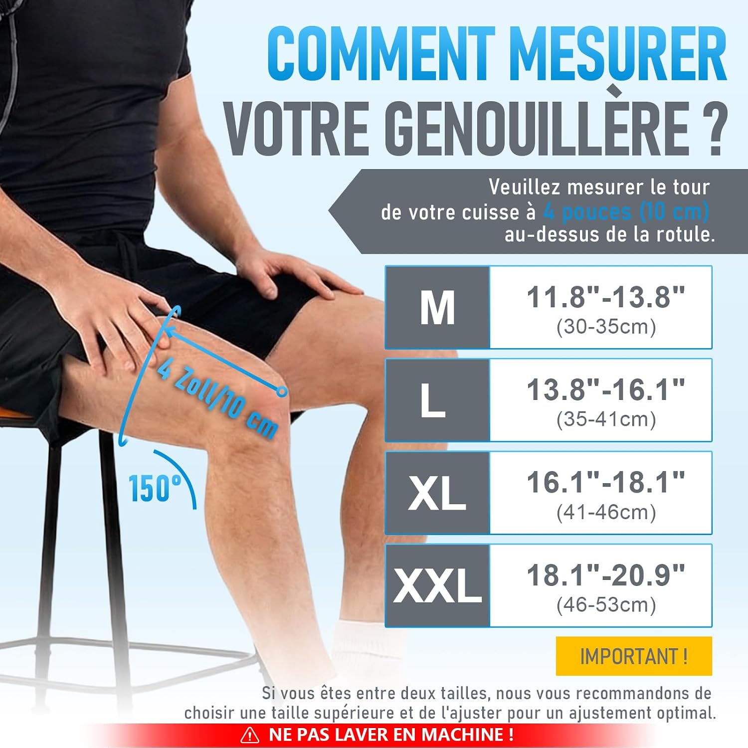Detalle de Lusenone Genouillère Sport réglable femme et homme avec stabilisateurs latéraux — XXL