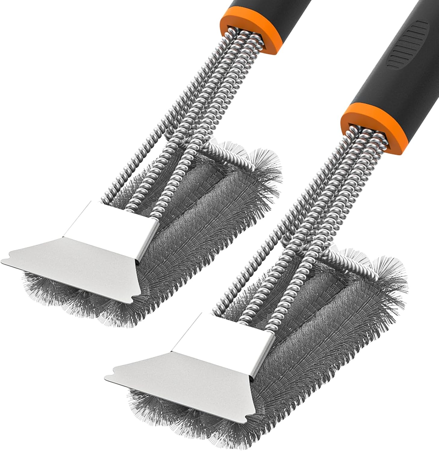 Detalle de Fixmend 2-Pack BBQ Grill Brushes, 15-Inch Stainless Steel with Scraper