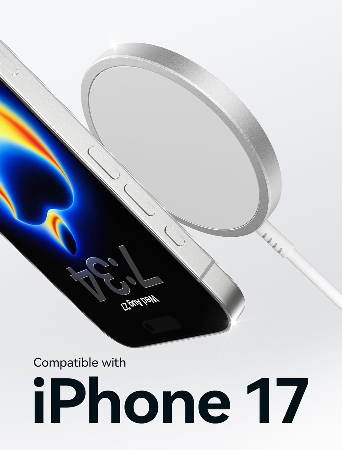 Thumbnail 1 de JSAUX 15W Mag-Safe Ladegerät – magnetisches kabelloses Wireless Charger Pad (iPhone & AirPods, silber)