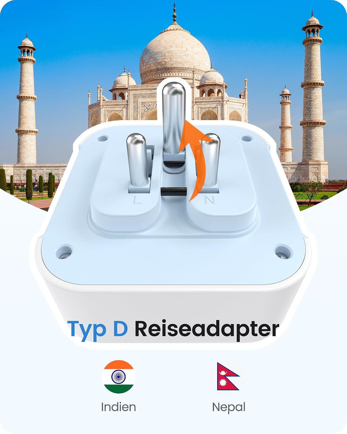 Detalle 2 de LENCENT Klappbarer Reiseadapter Typ D 2500W