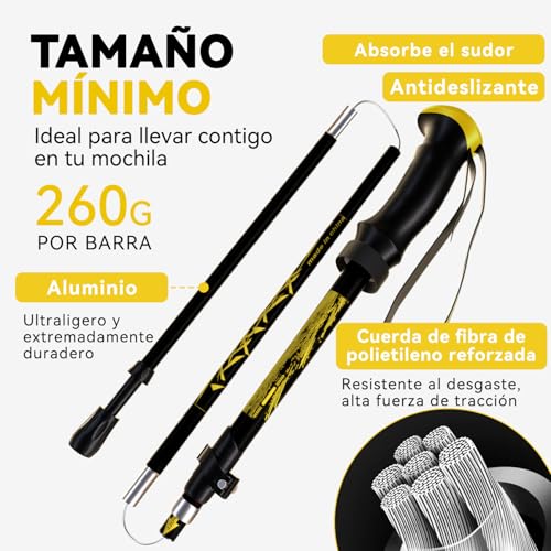 Detalle 2 de DOBESTS Bastones de Senderismo Plegables 110-130 cm – Set Completo de Aluminio 7075