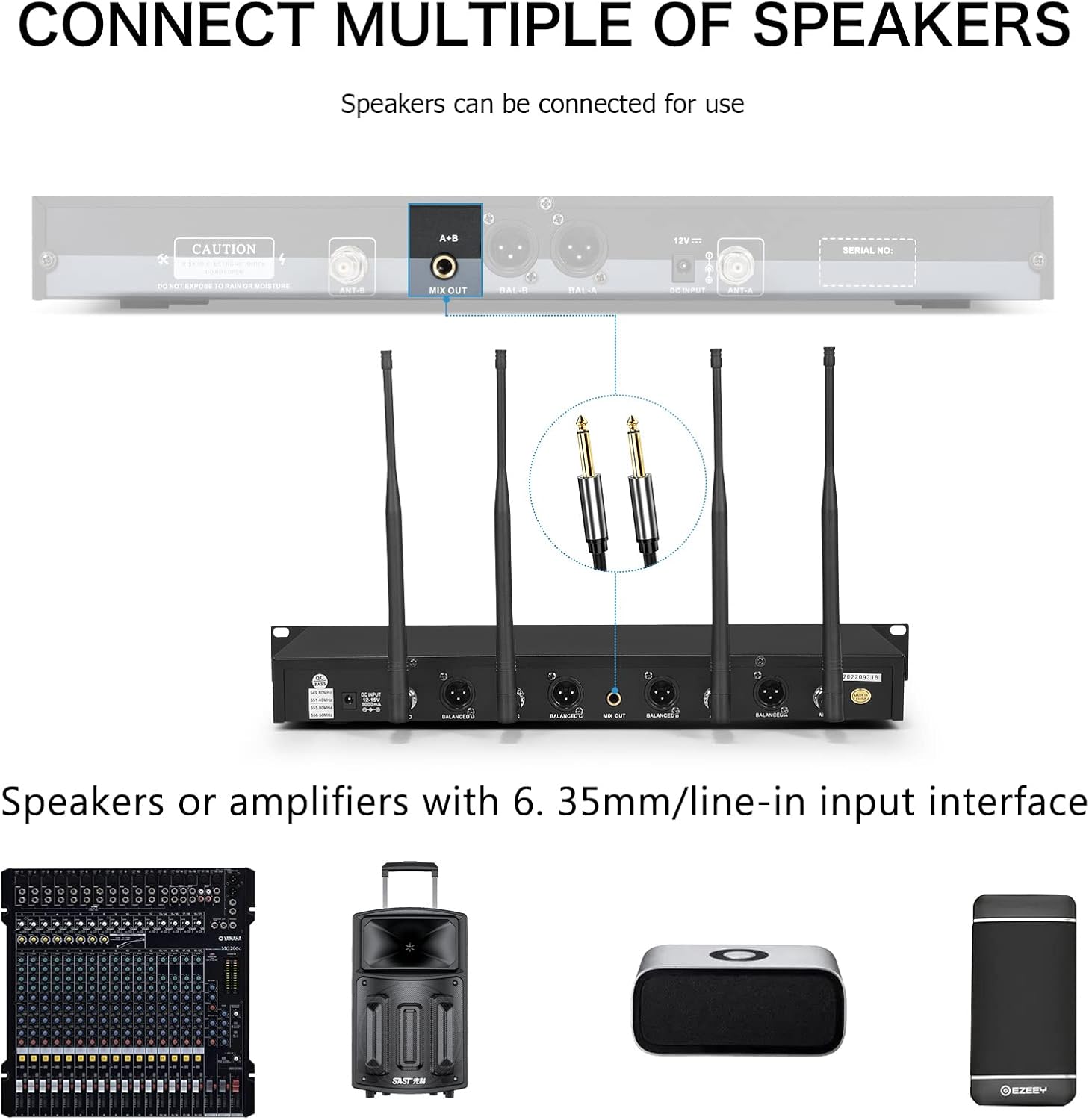 Detalle 2 de MicrocKing MK240-3 Wireless Microphone System, 4 Channels with Bodypacks