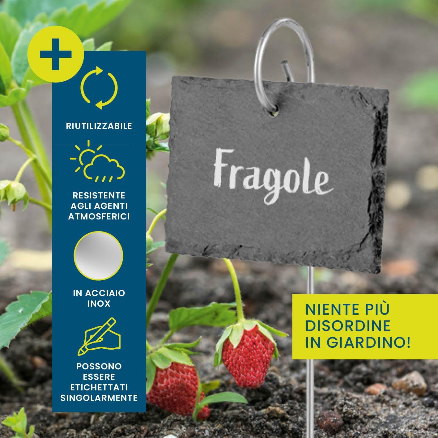 Thumbnail 1 de Hoberg Etichette per piante in ardesia – Set da 10 etichette riutilizzabili con picchetti in acciaio